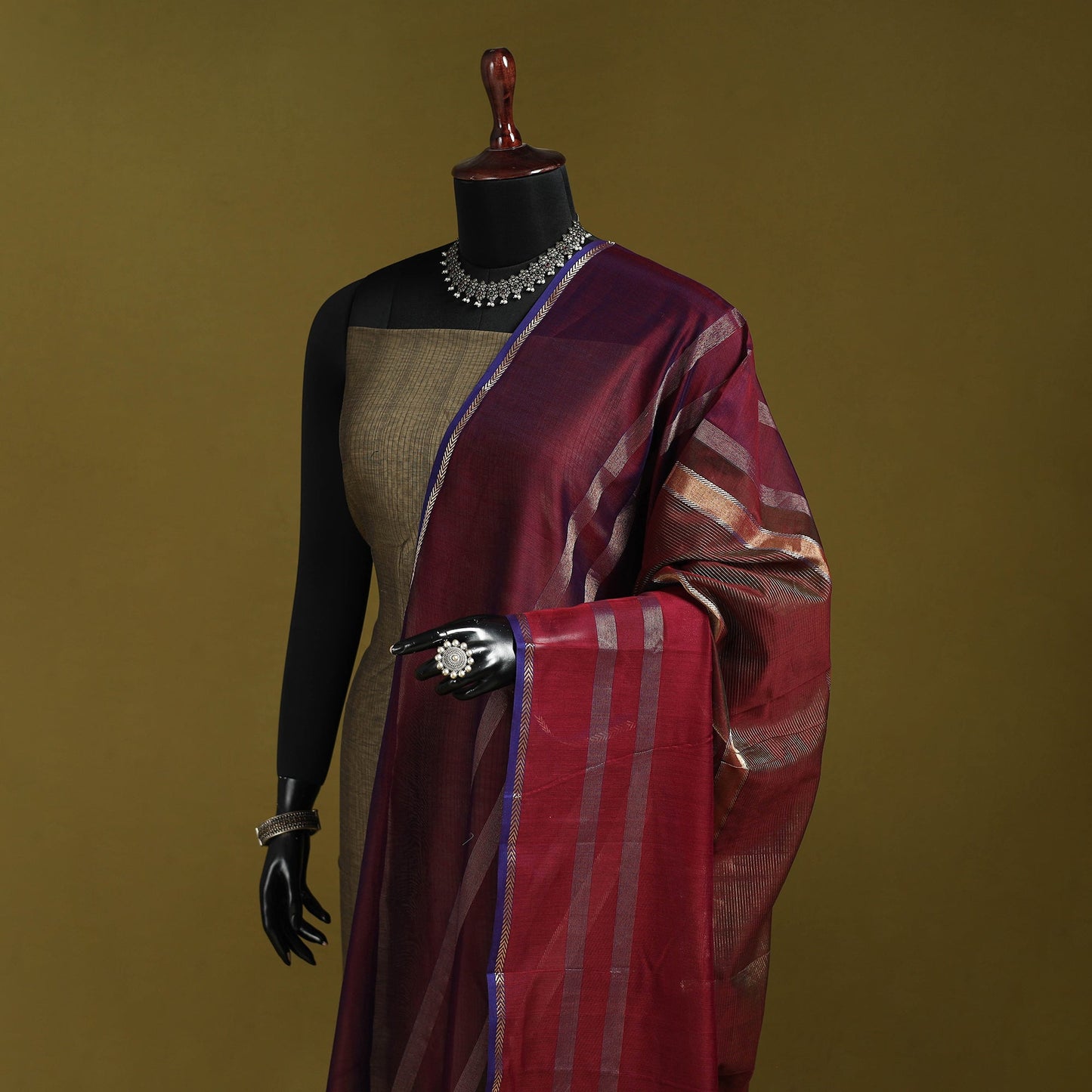 Handloom silk cotton zari work maheshwari dupatta 24