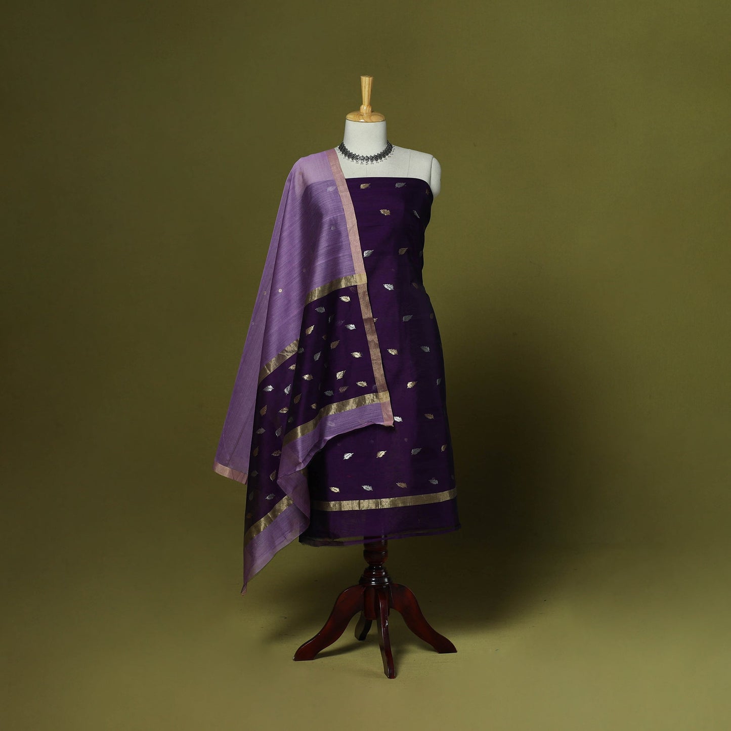 Handloom zari buti chanderi silk 2pc unstitched dress