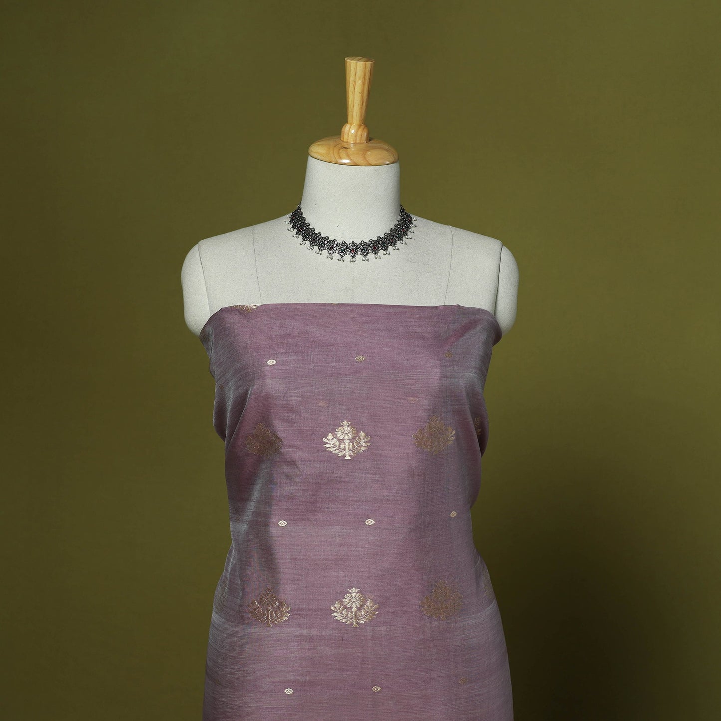 Handloom zari buti chanderi silk 2pc unstitched dress