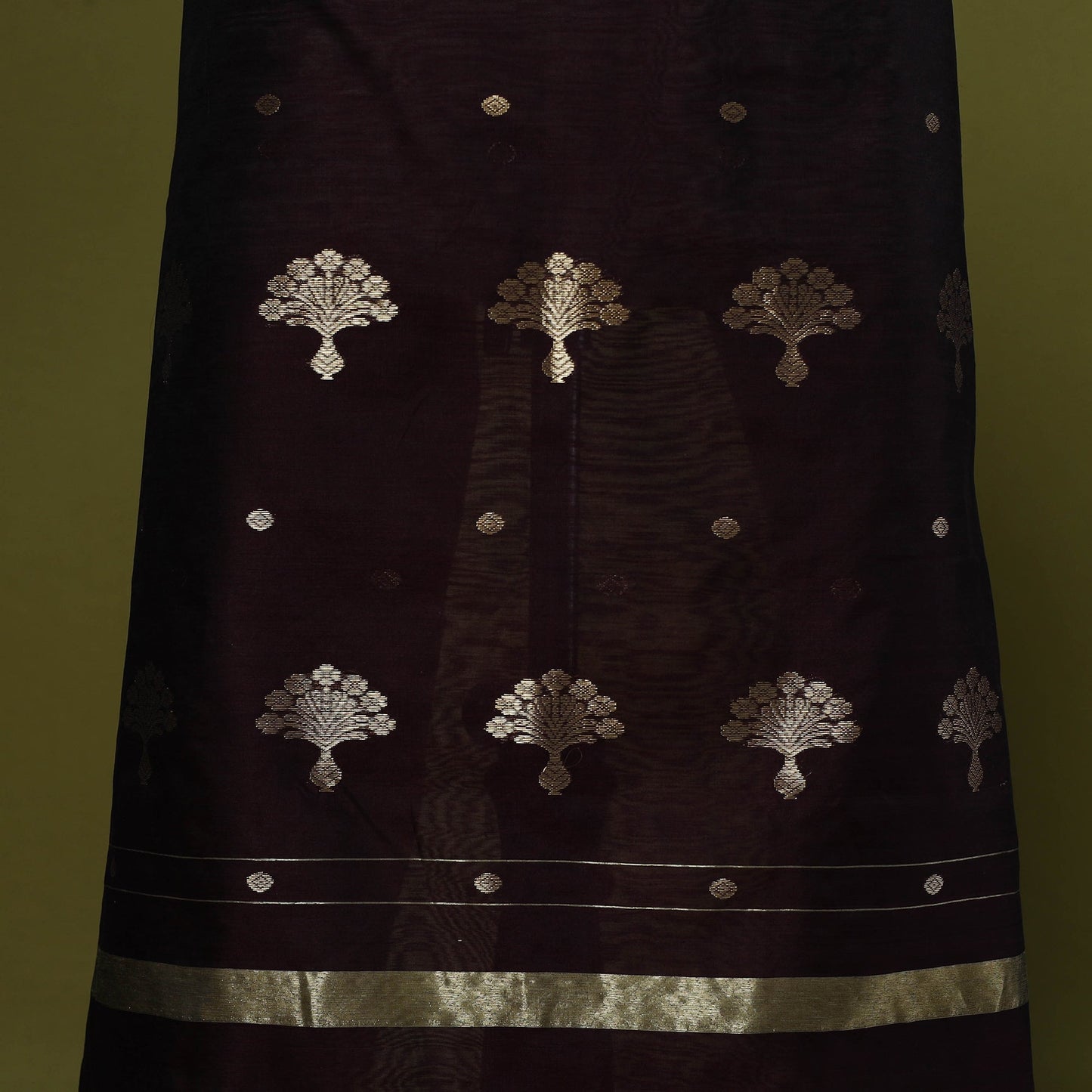 Handloom zari buti chanderi silk 2pc unstitched dress