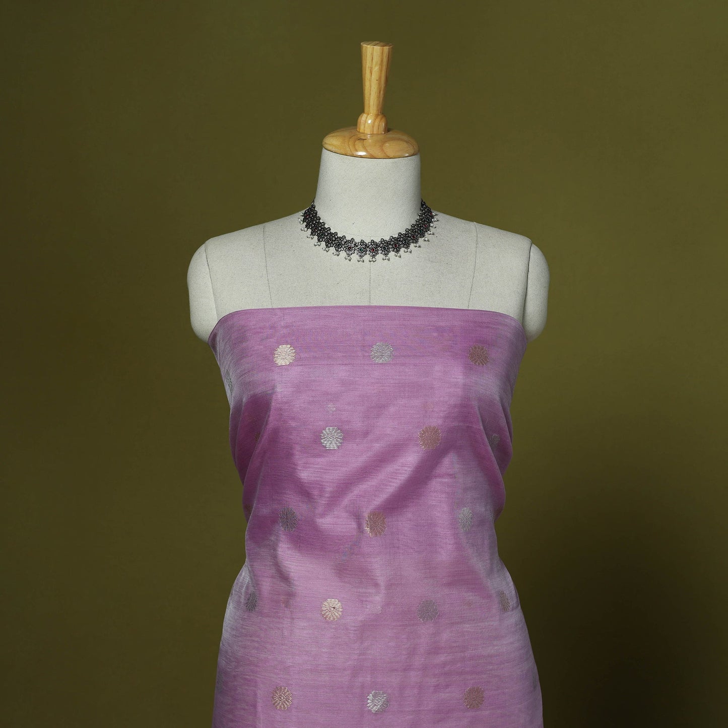 Handloom zari buti chanderi silk 2pc unstitched dress