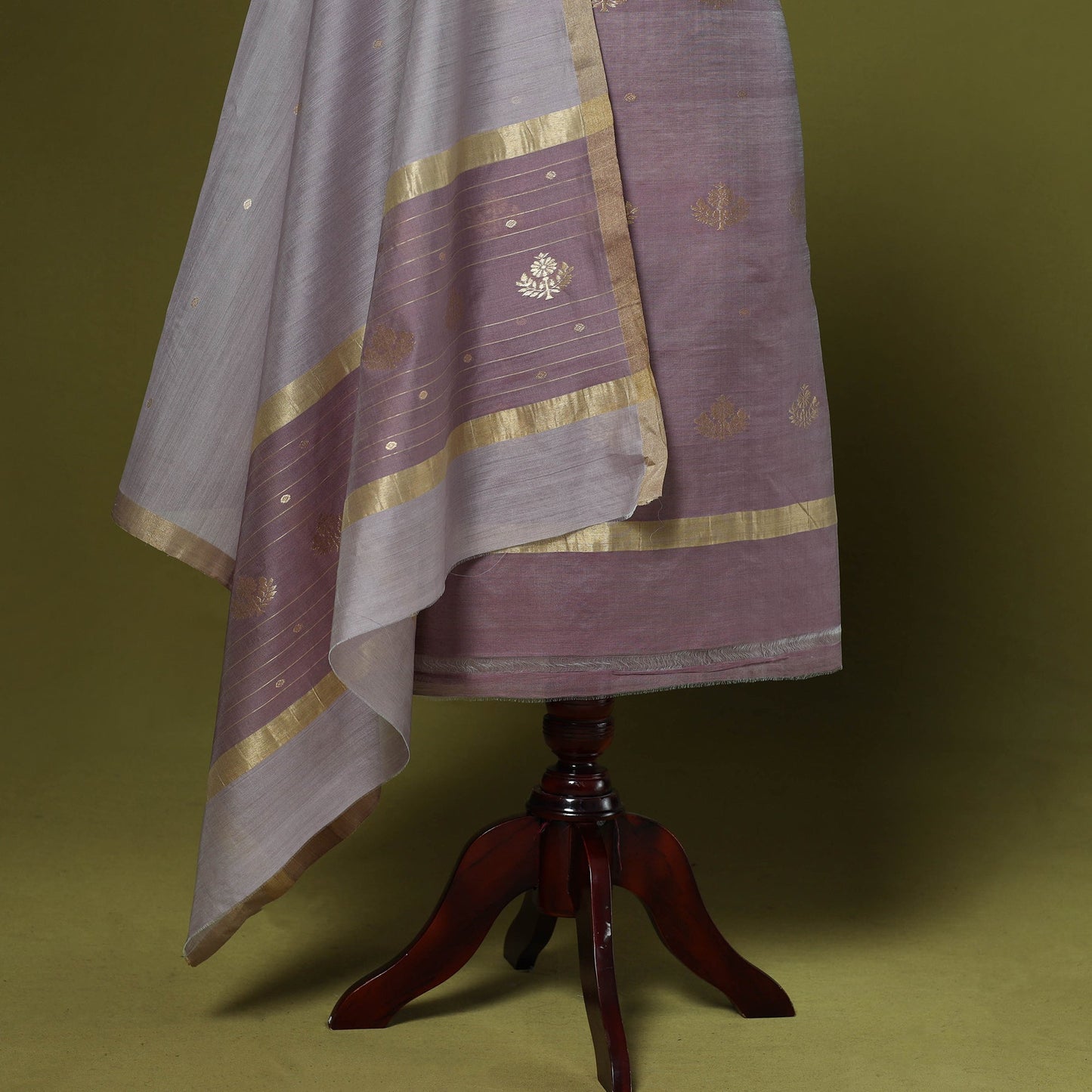 Handloom zari buti chanderi silk 2pc unstitched dress