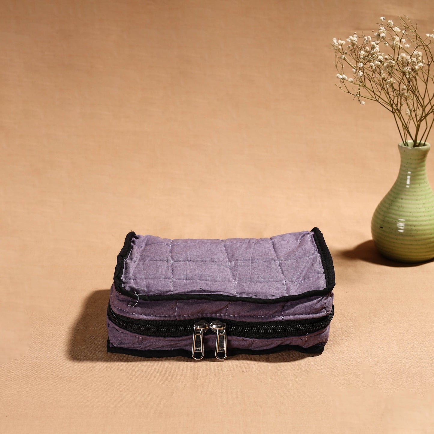 Purple Handmade 4 Pockets Cotton Jewellery Bag