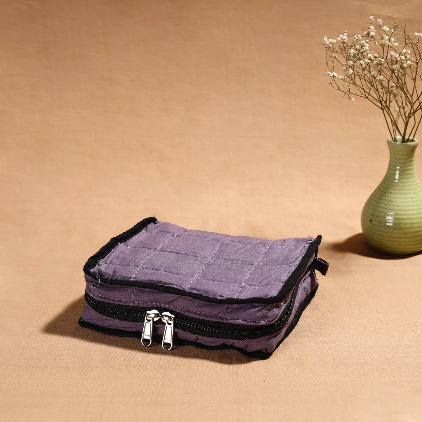 Purple Handmade 4 Pockets Cotton Jewellery Bag