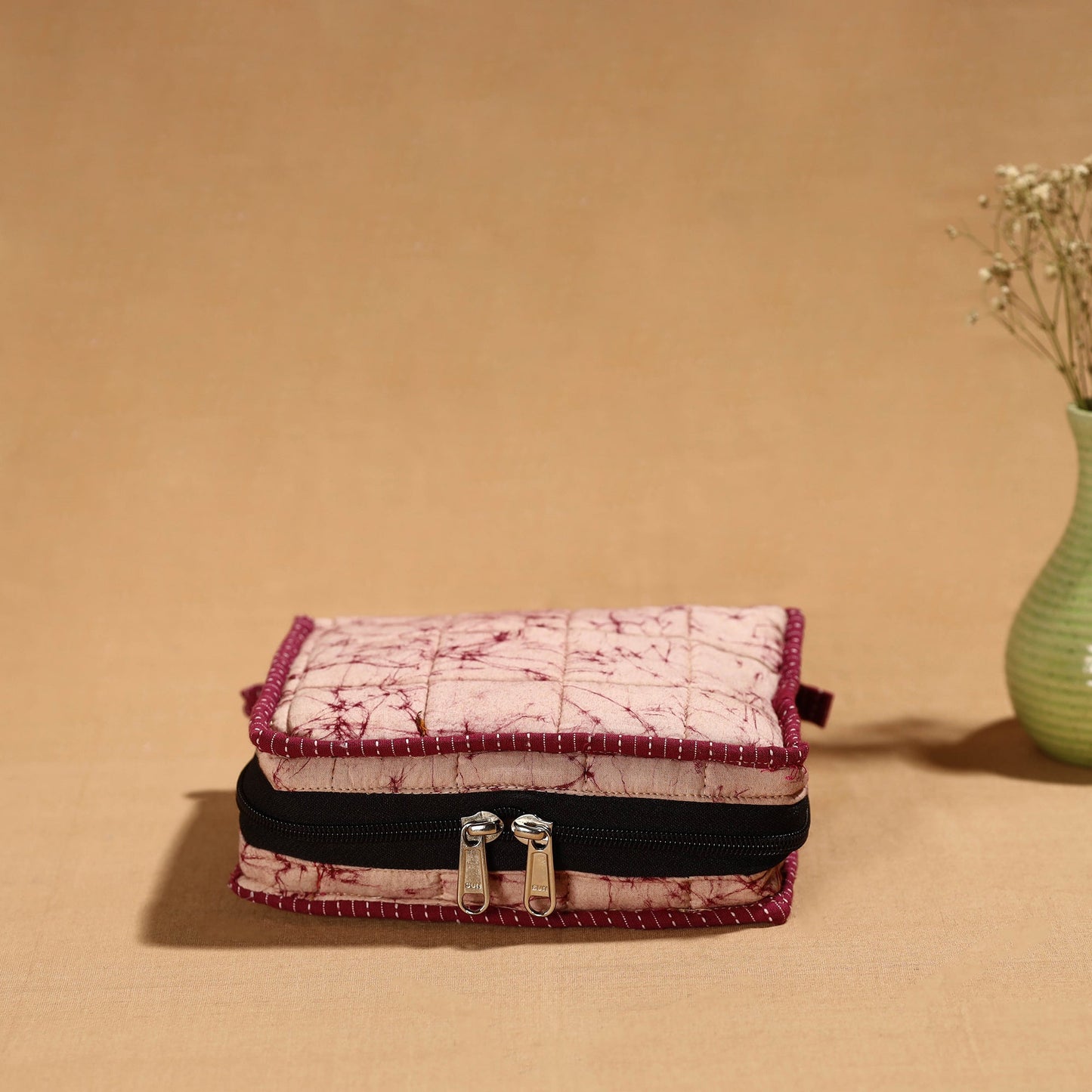 Purple Handmade Cotton Jewelry Bag - 4 Pockets | iTokri