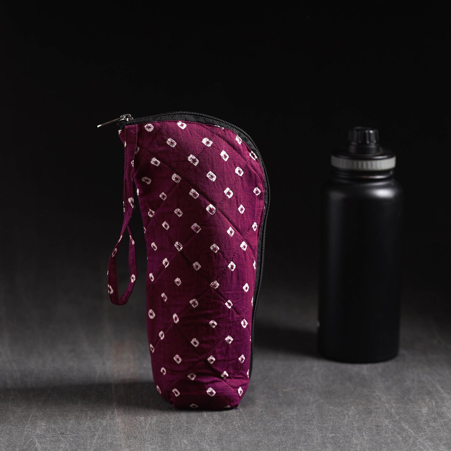 Purple Handmade Cotton 1L Water Bottle Cover