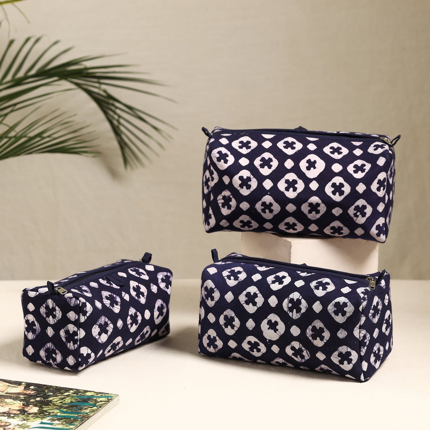 Purple Handmade Cotton Toiletry Bags (Set of 3) 124