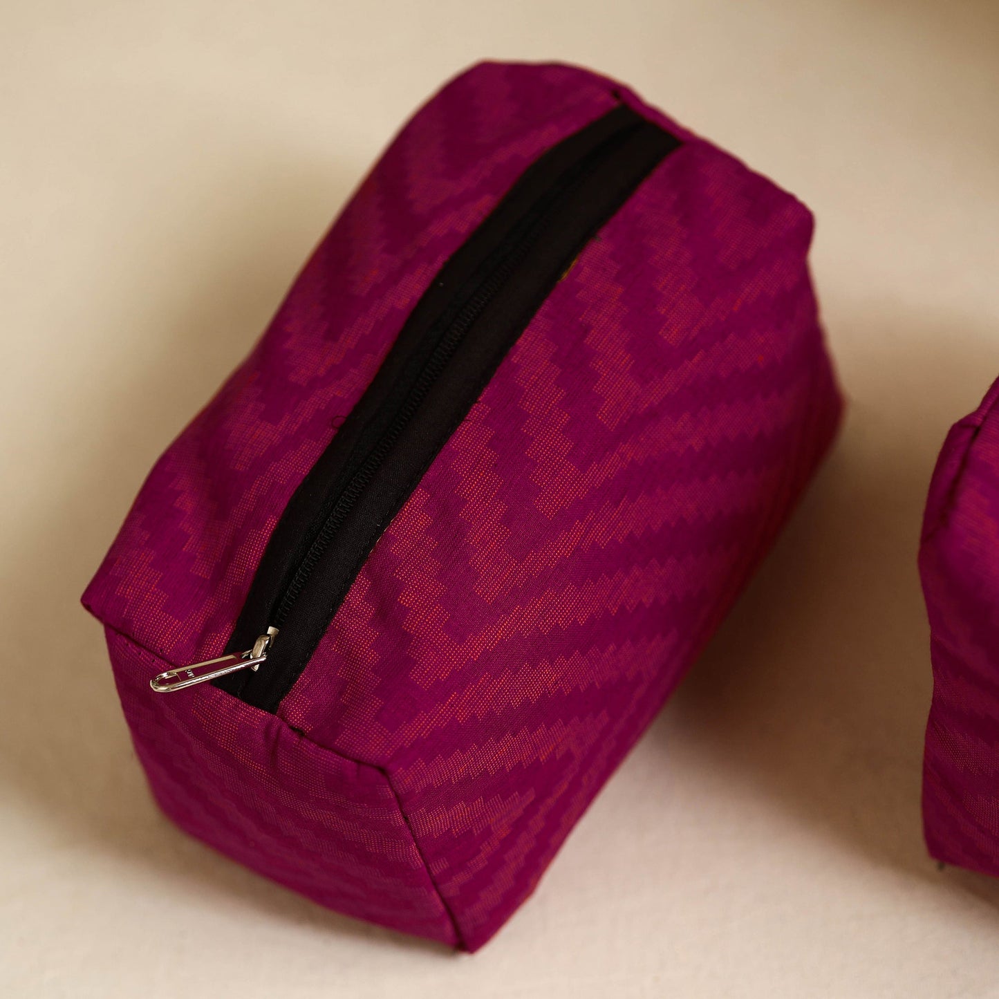 Purple Handmade Cotton Toiletry Bags (Set of 3)