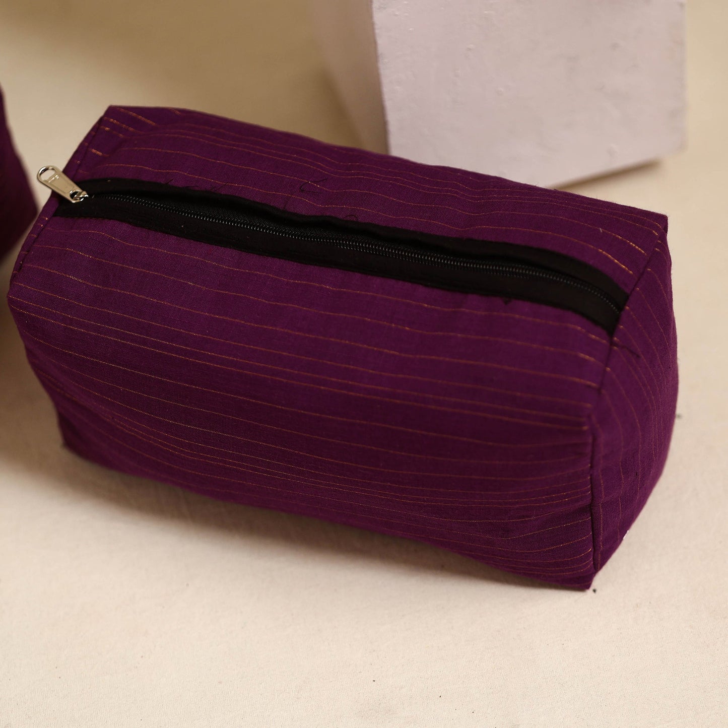 Purple Handmade Cotton Toiletry Bags (Set of 3)