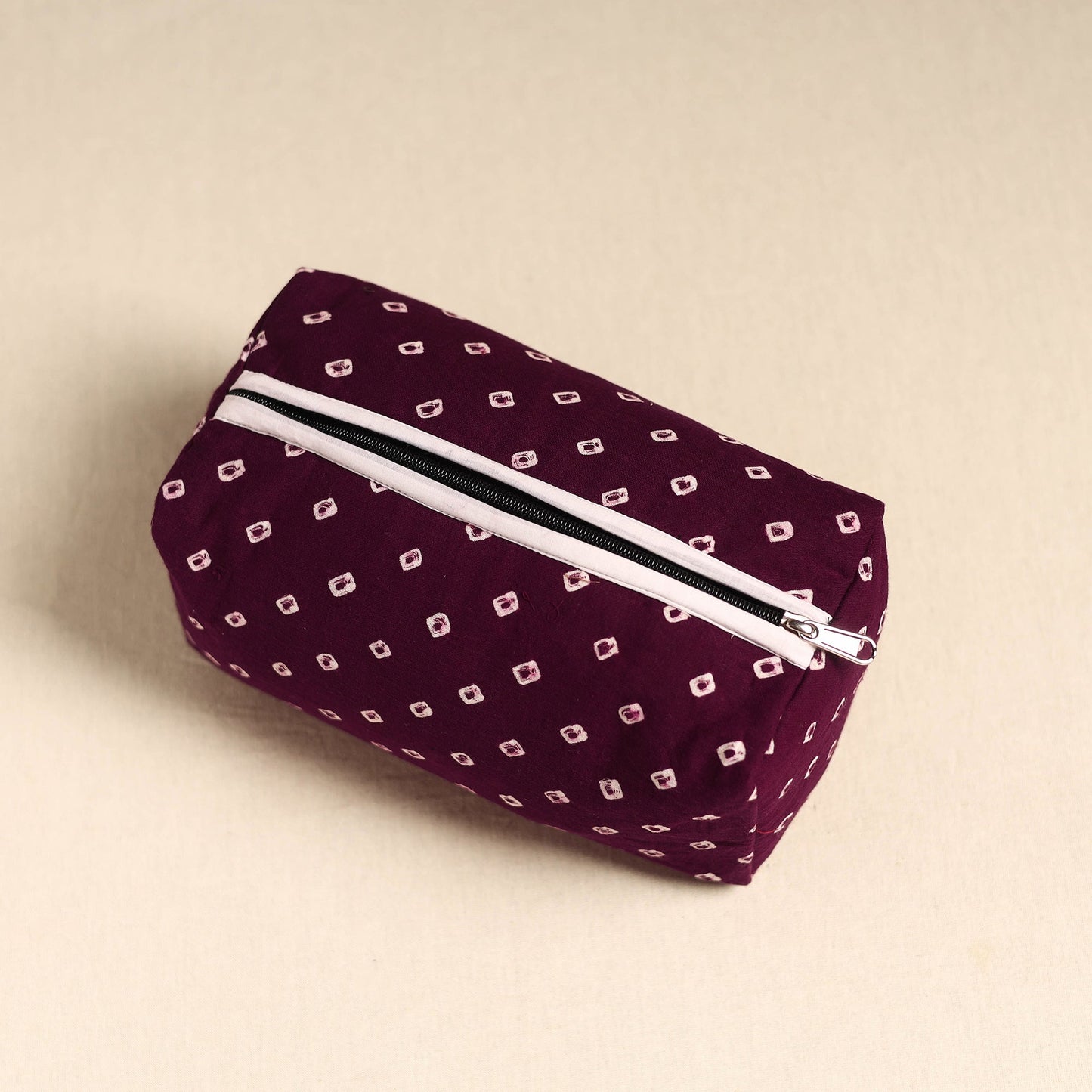 Purple Handmade Cotton Toiletry Pouch
