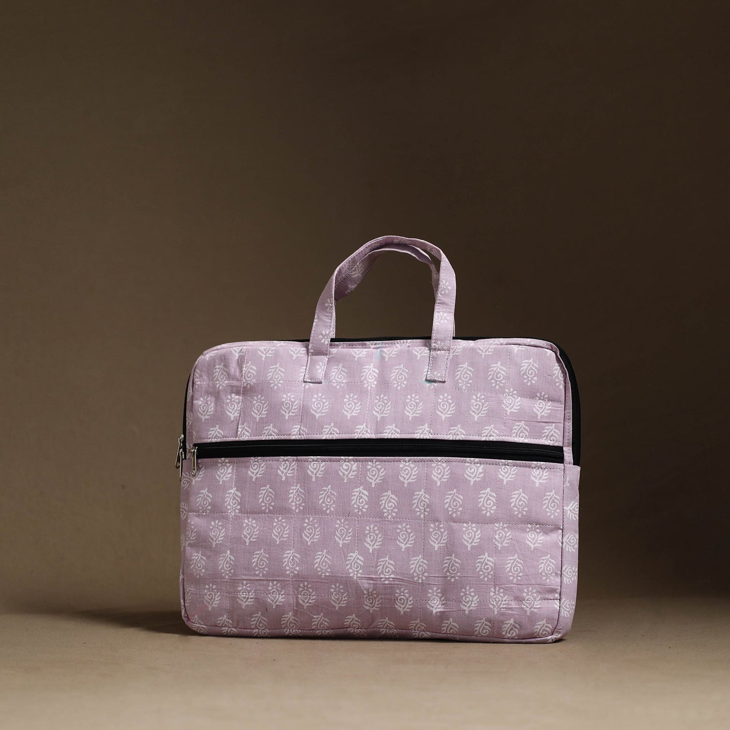 Purple Handmade Quilted Cotton Laptop Bag (13 x 16 in)