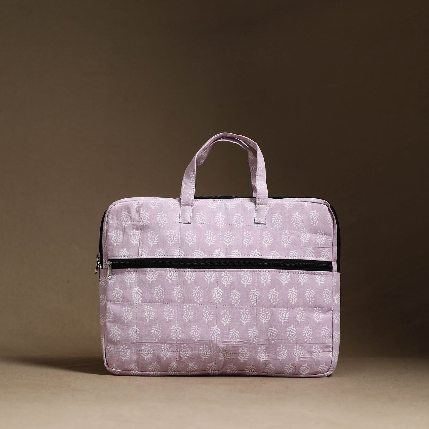 Purple Handmade Quilted Cotton Laptop Bag (13 x 16 in)