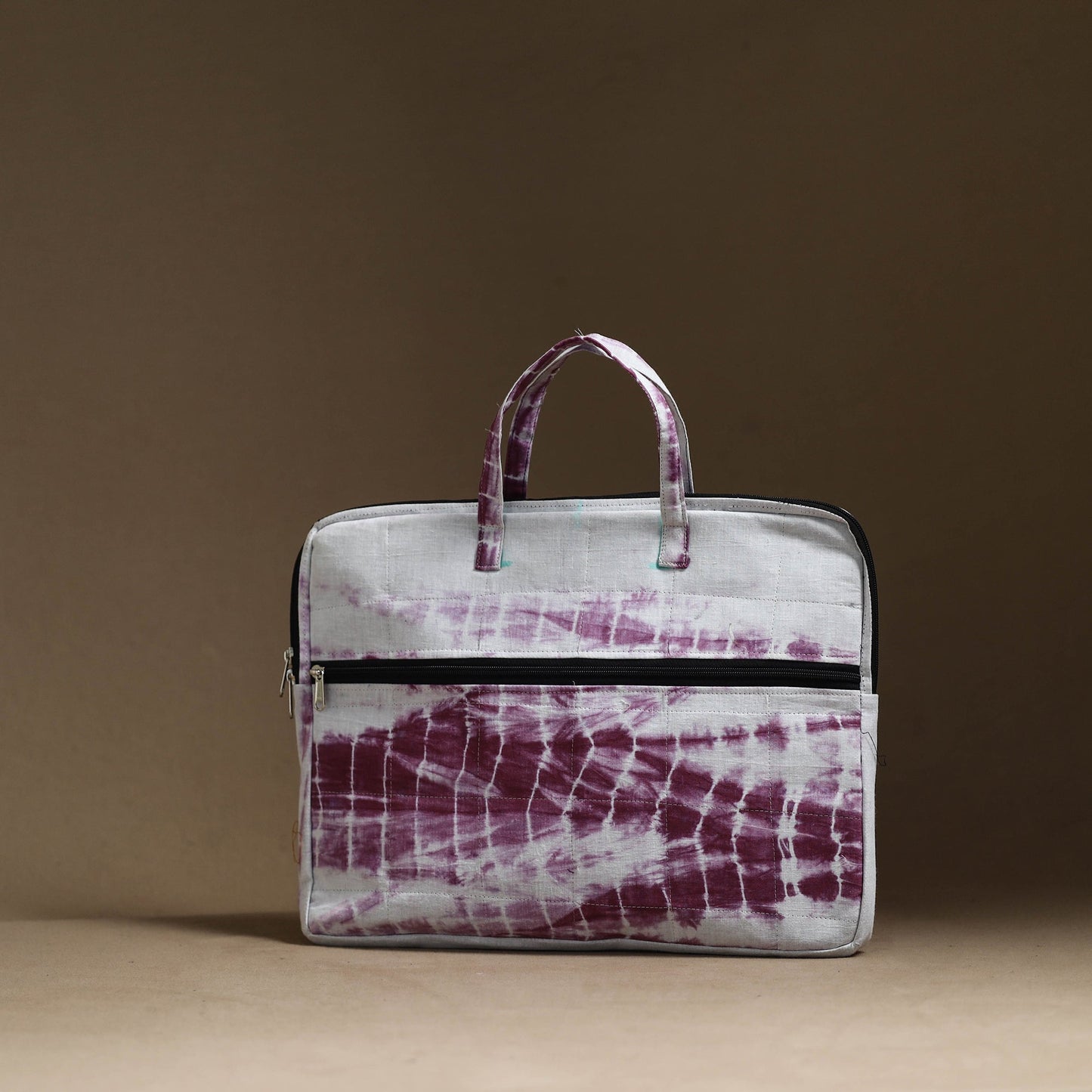 Purple Handmade Quilted Cotton Laptop Bag (13 x 16 in)