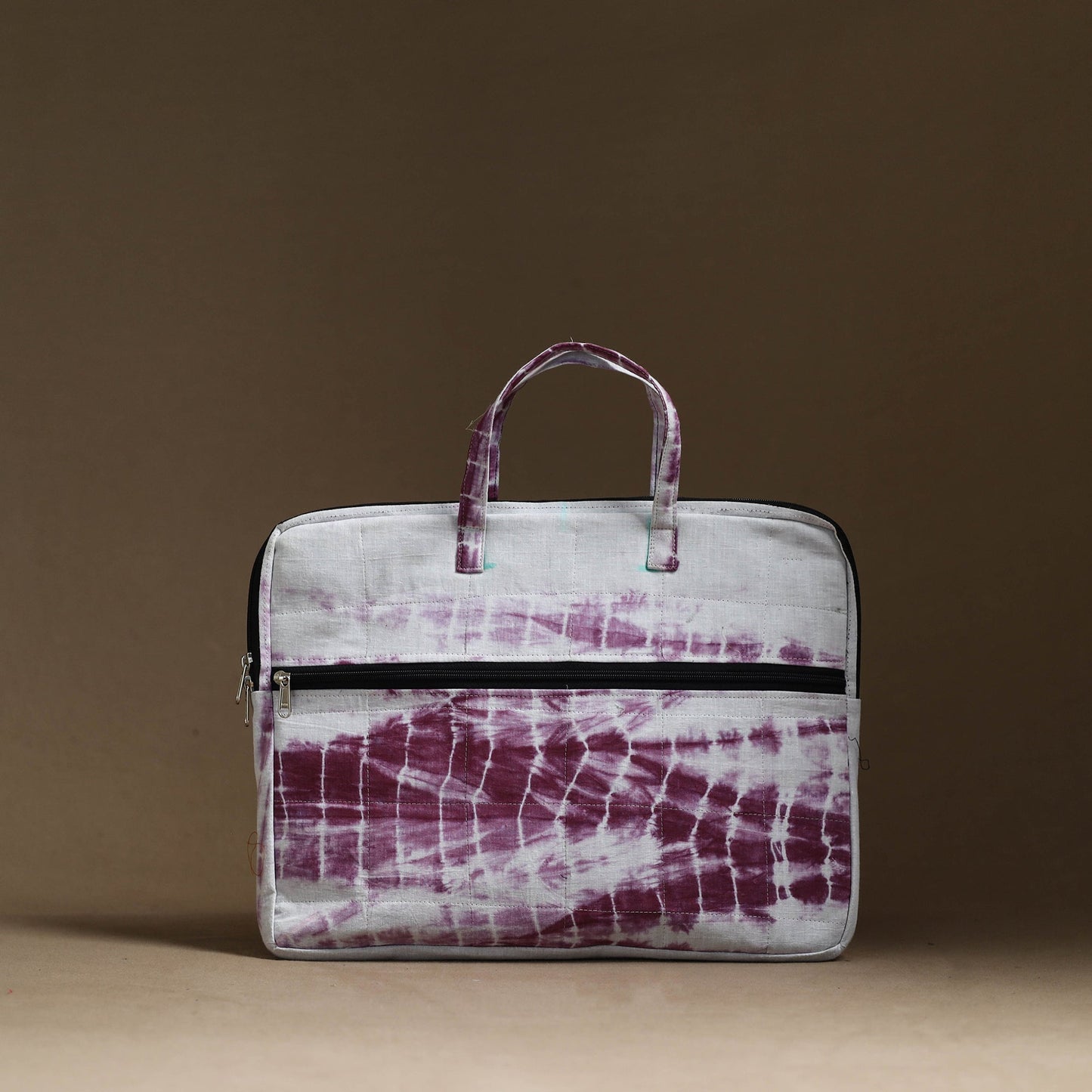 Purple Handmade Quilted Cotton Laptop Bag (13 x 16 in)