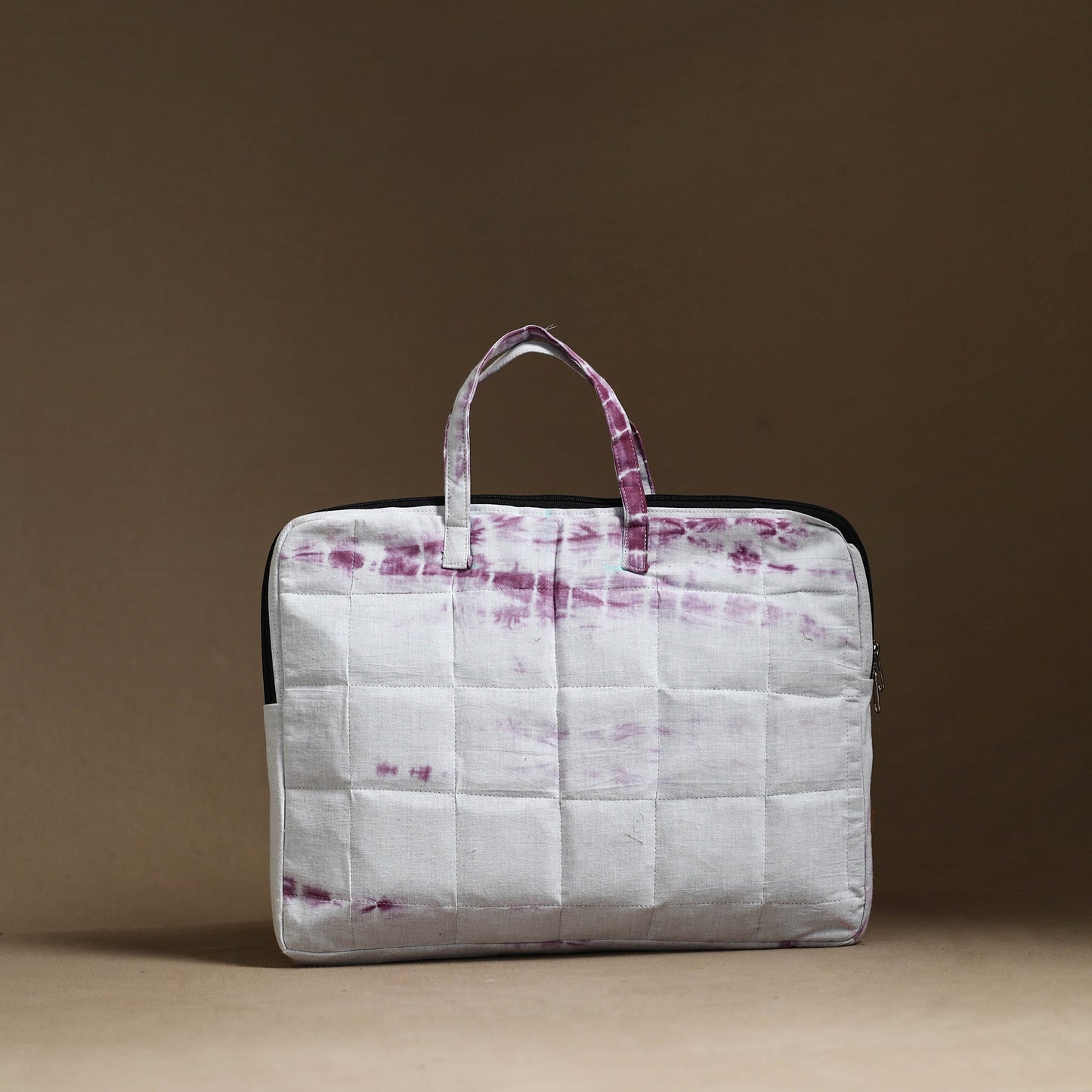 Purple Handmade Quilted Cotton Laptop Bag (13 x 16 in)