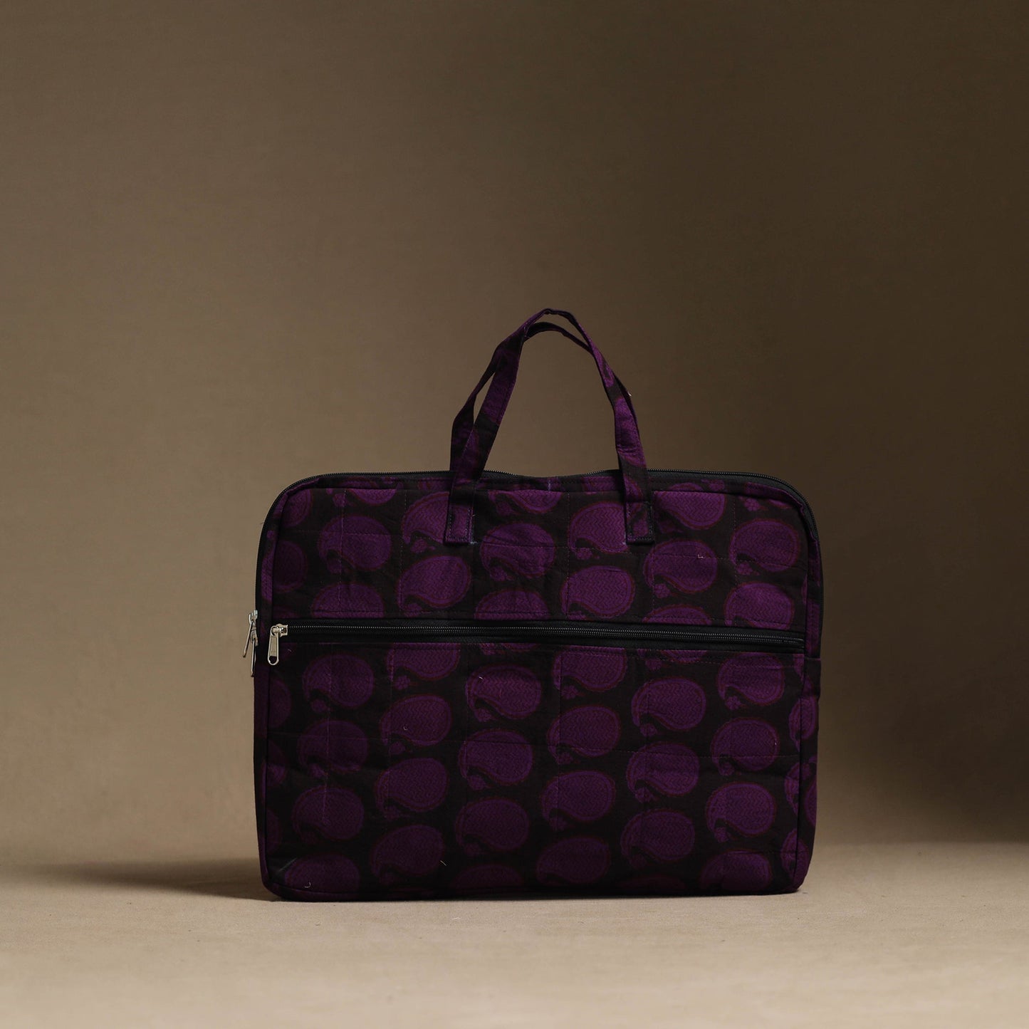 Purple Handmade Quilted Cotton Laptop Bag (13 x 16 in)