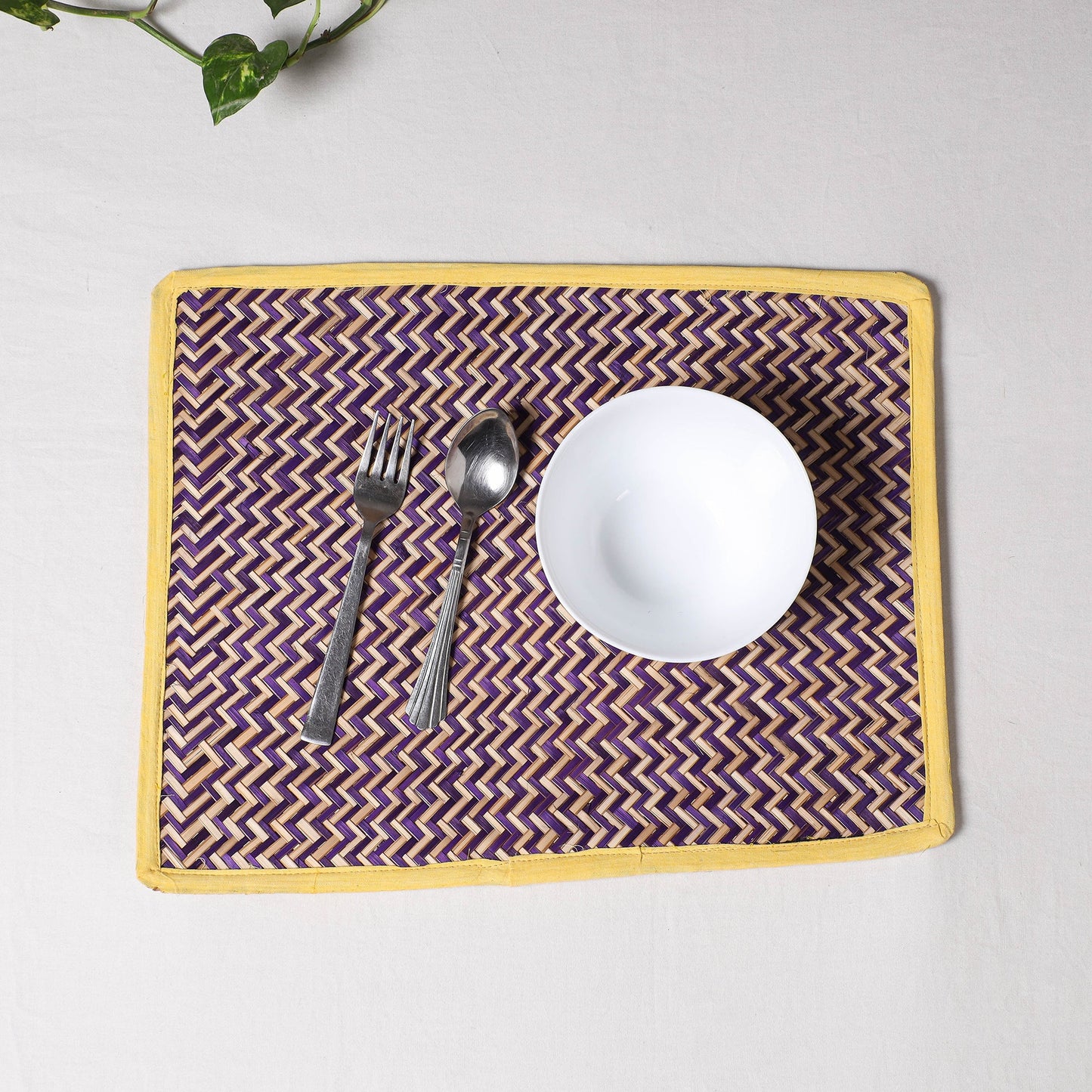 Purple Handmade Water Hyacinth Table Mat from Assam