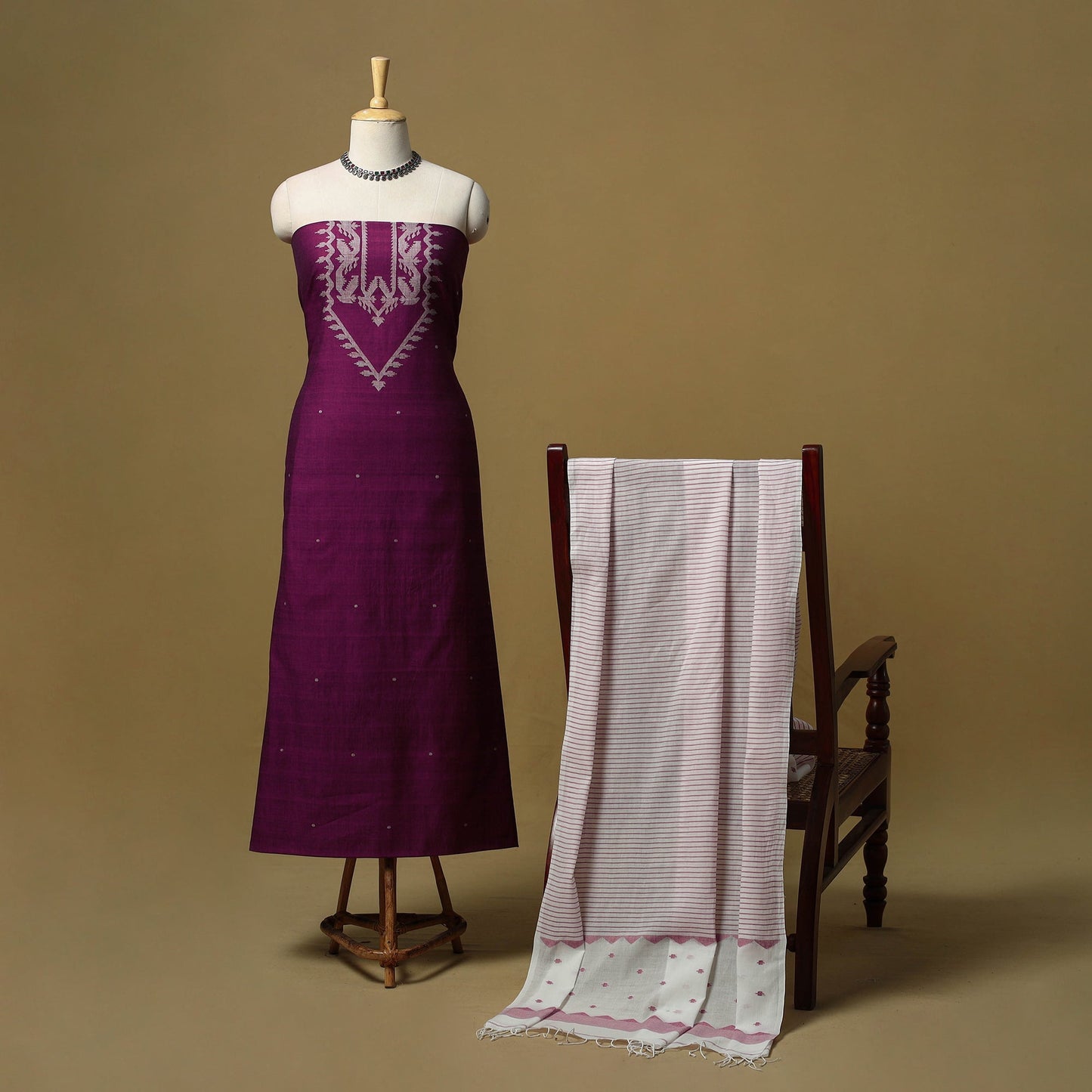 Handspun handloom phulia jamdani fine cotton 2pc unstitched