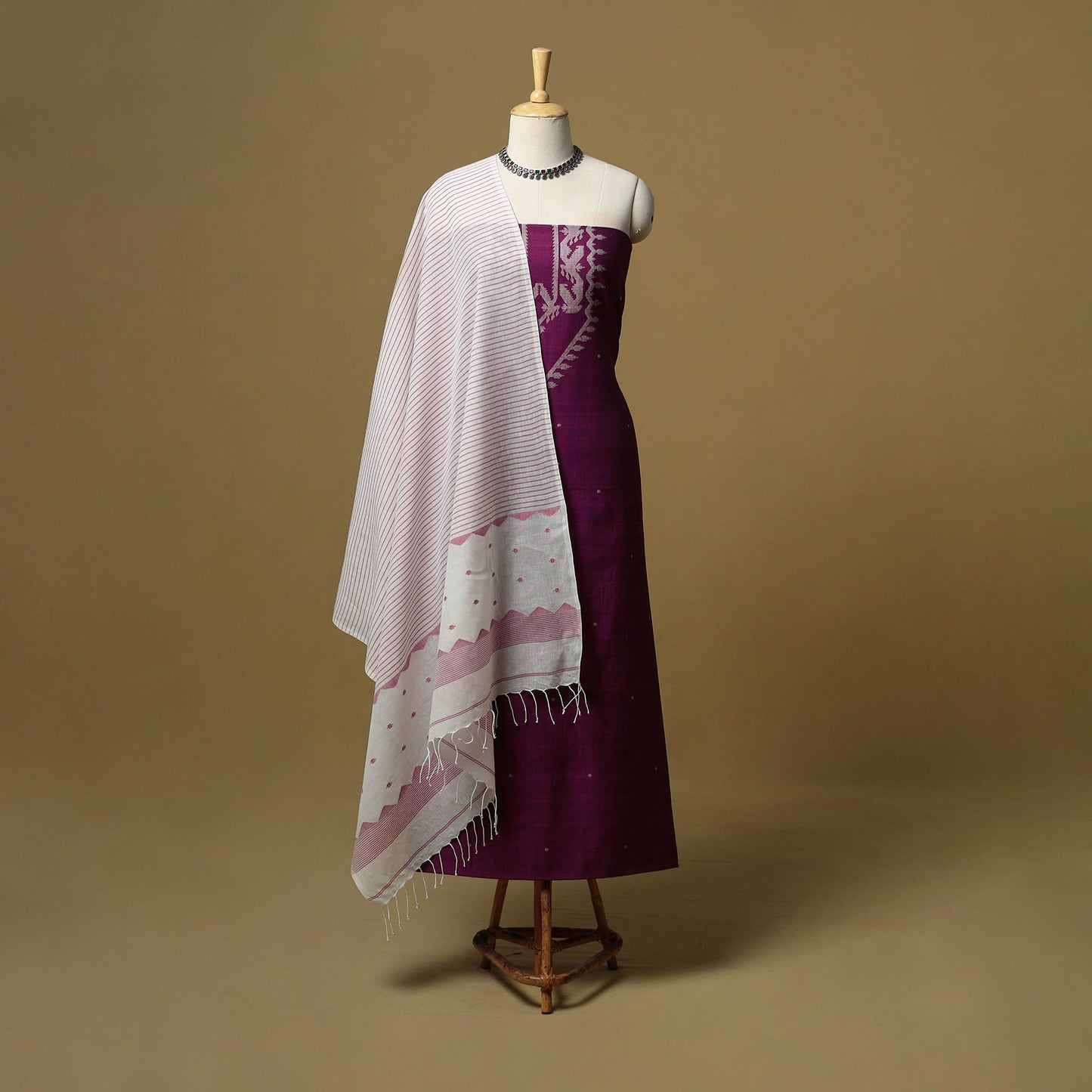 Handspun handloom phulia jamdani fine cotton 2pc unstitched