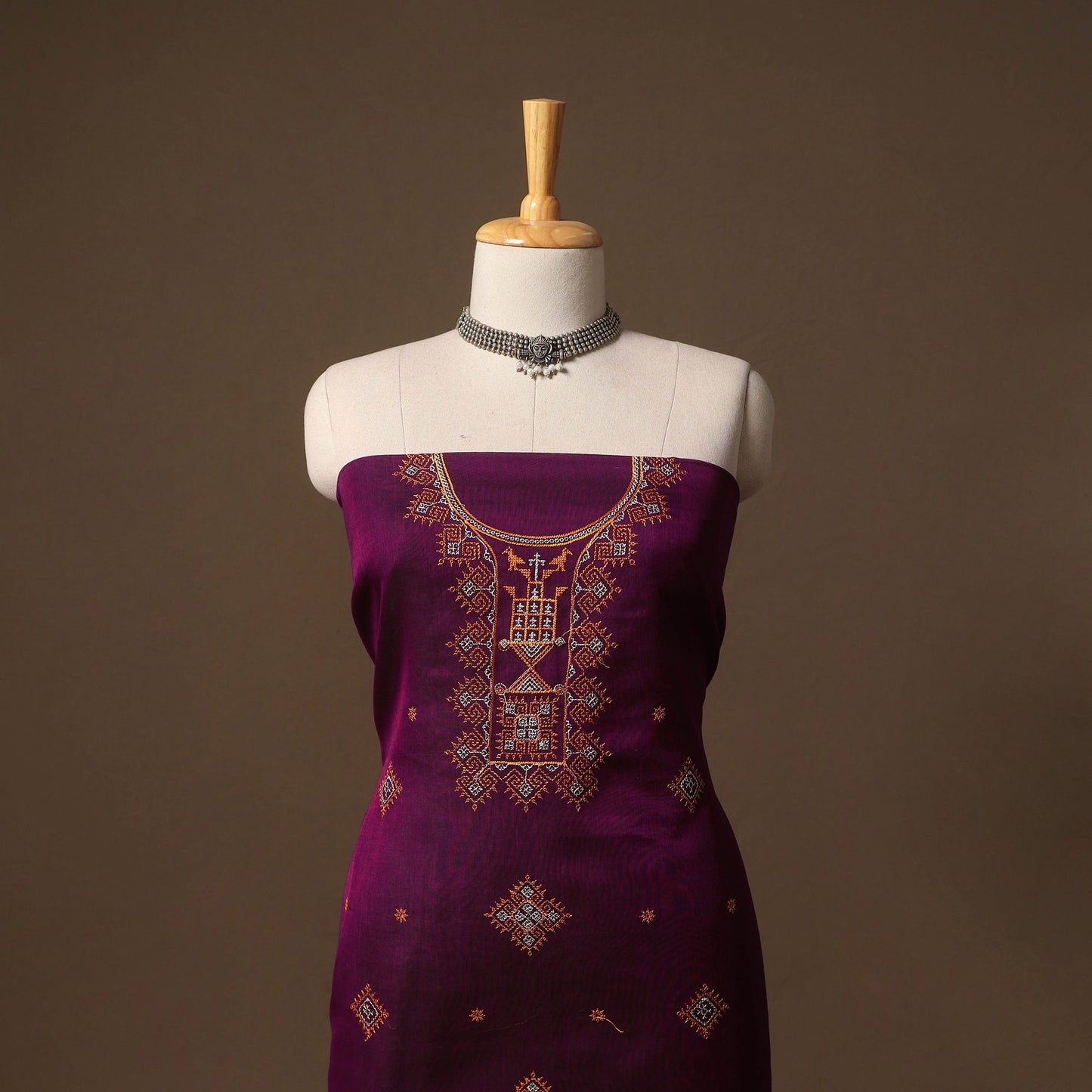 Ilkal kasuti embroidery cotton 3pc unstitched dress