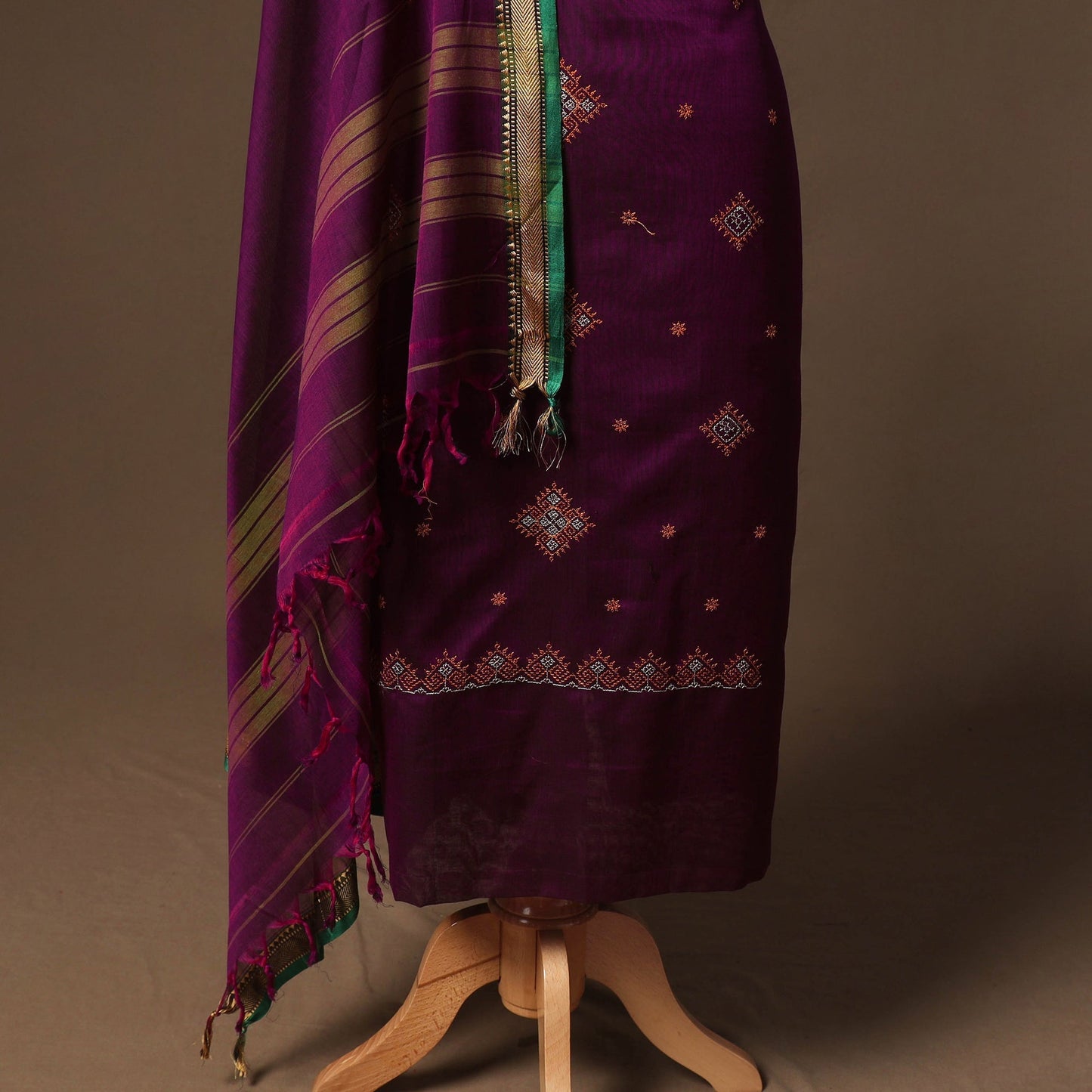 Ilkal kasuti embroidery cotton 3pc unstitched dress