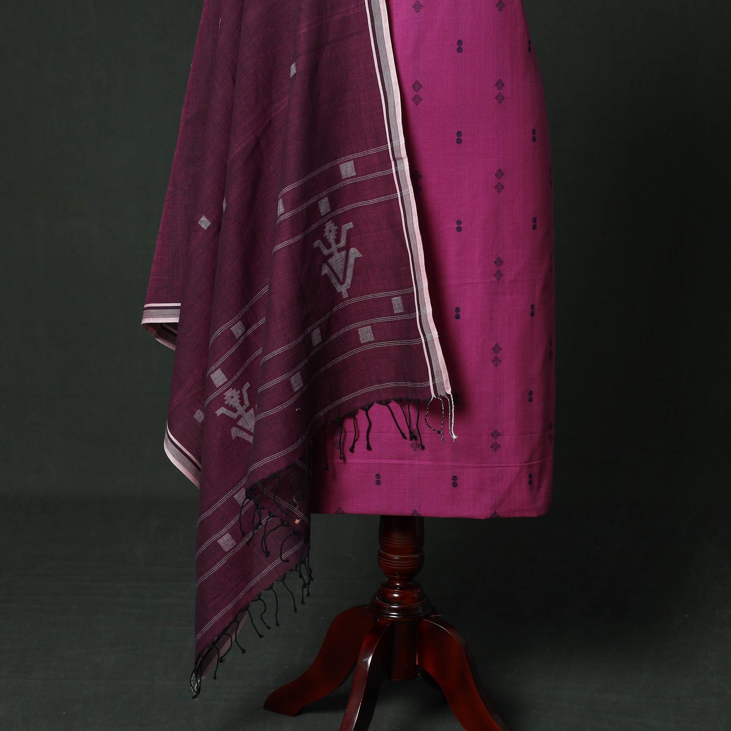 Jacquard cotton 2pc unstitched dress material with earrings