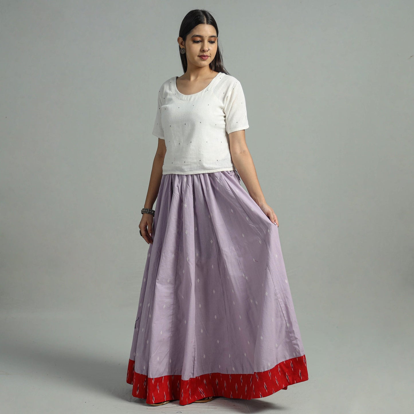 Purple Jacquard Patchwork 24 Kali Cotton Long Skirt