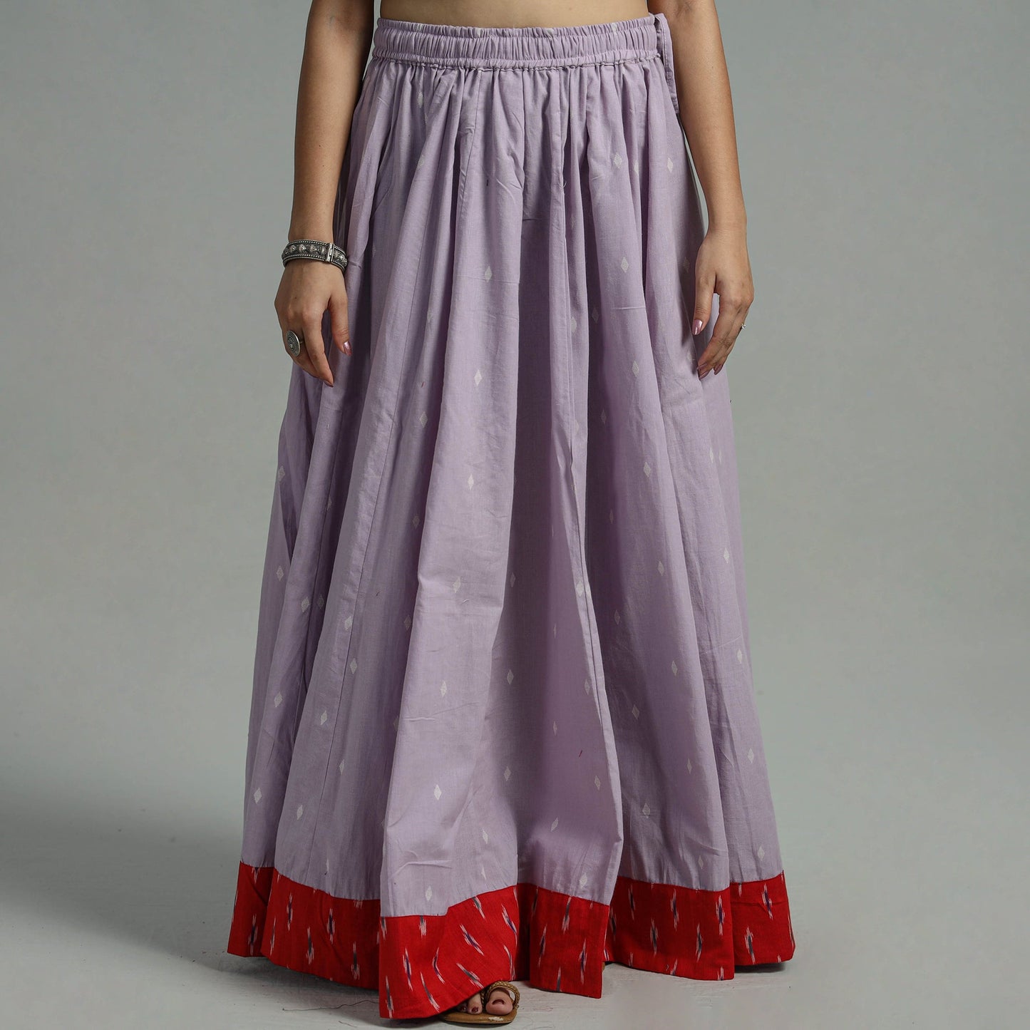 Purple Jacquard Patchwork 24 Kali Cotton Long Skirt