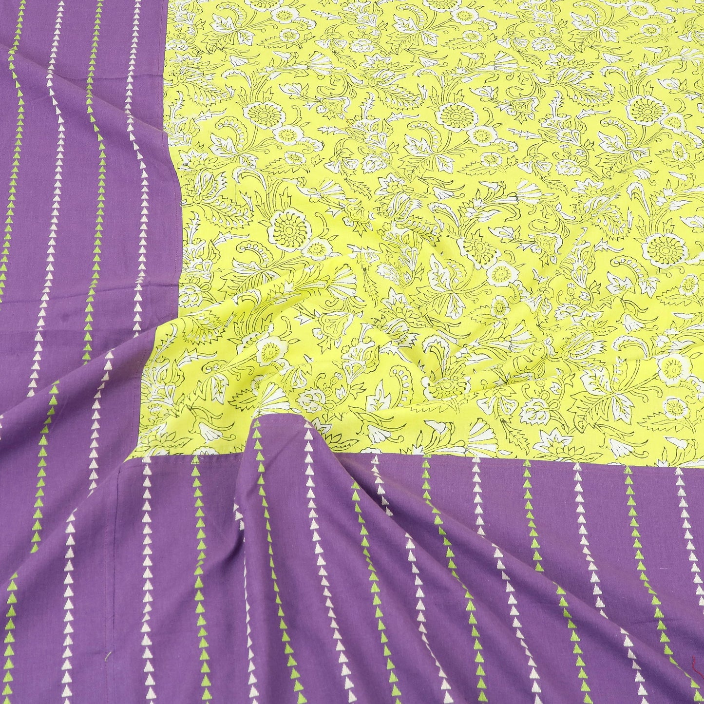 Buy Jacquard with Sanganeri Patch Cotton Bedsheet Set