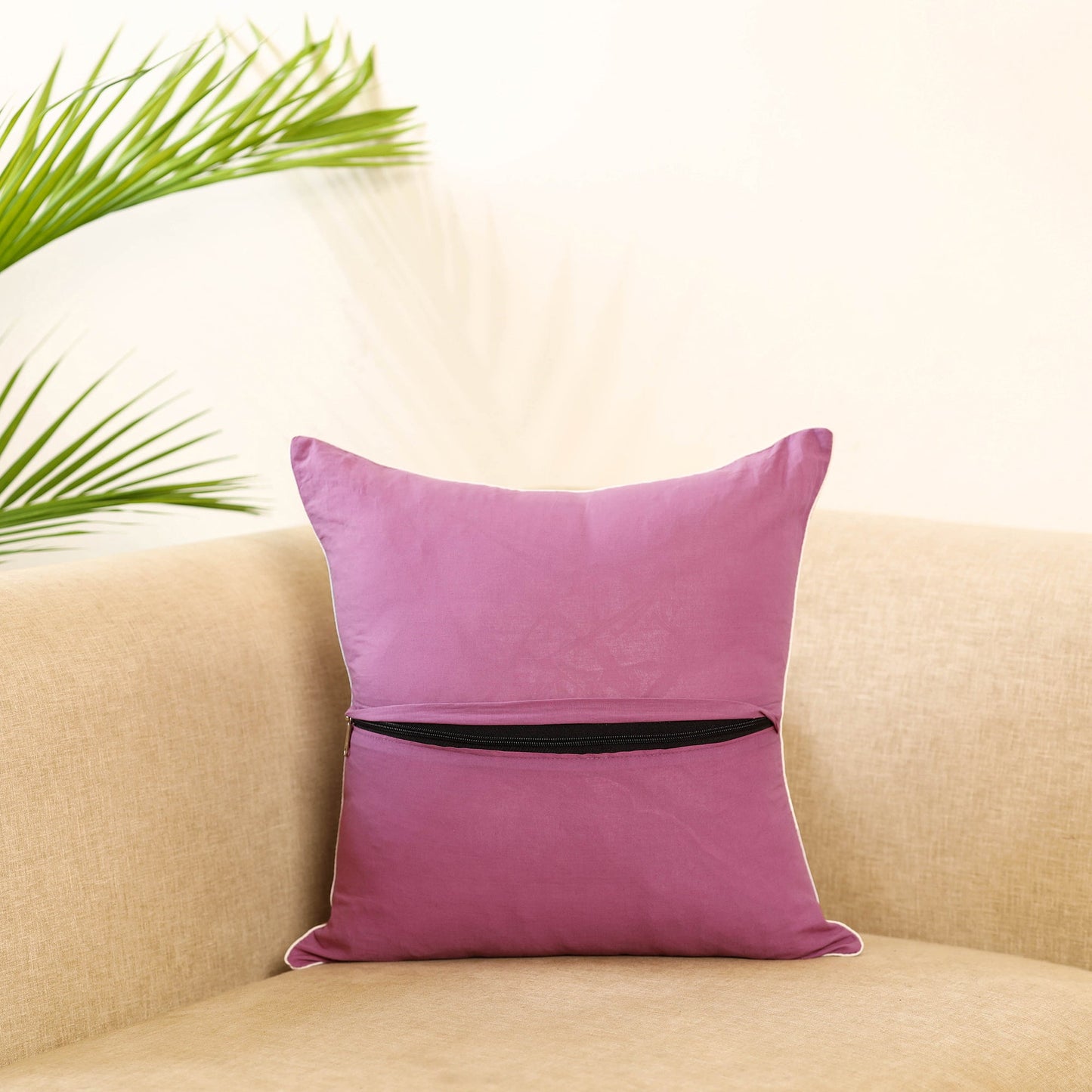 Purple Jacquard Weave Cotton Cushion Cover