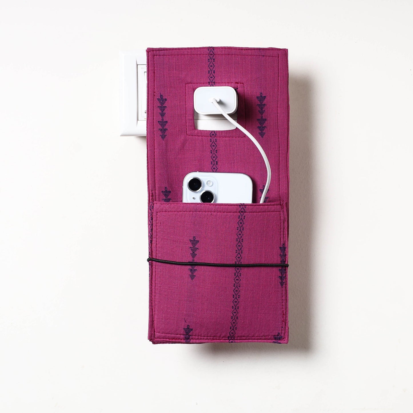 Purple Jacquard Weave Cotton Fabric Mobile Charging Holder