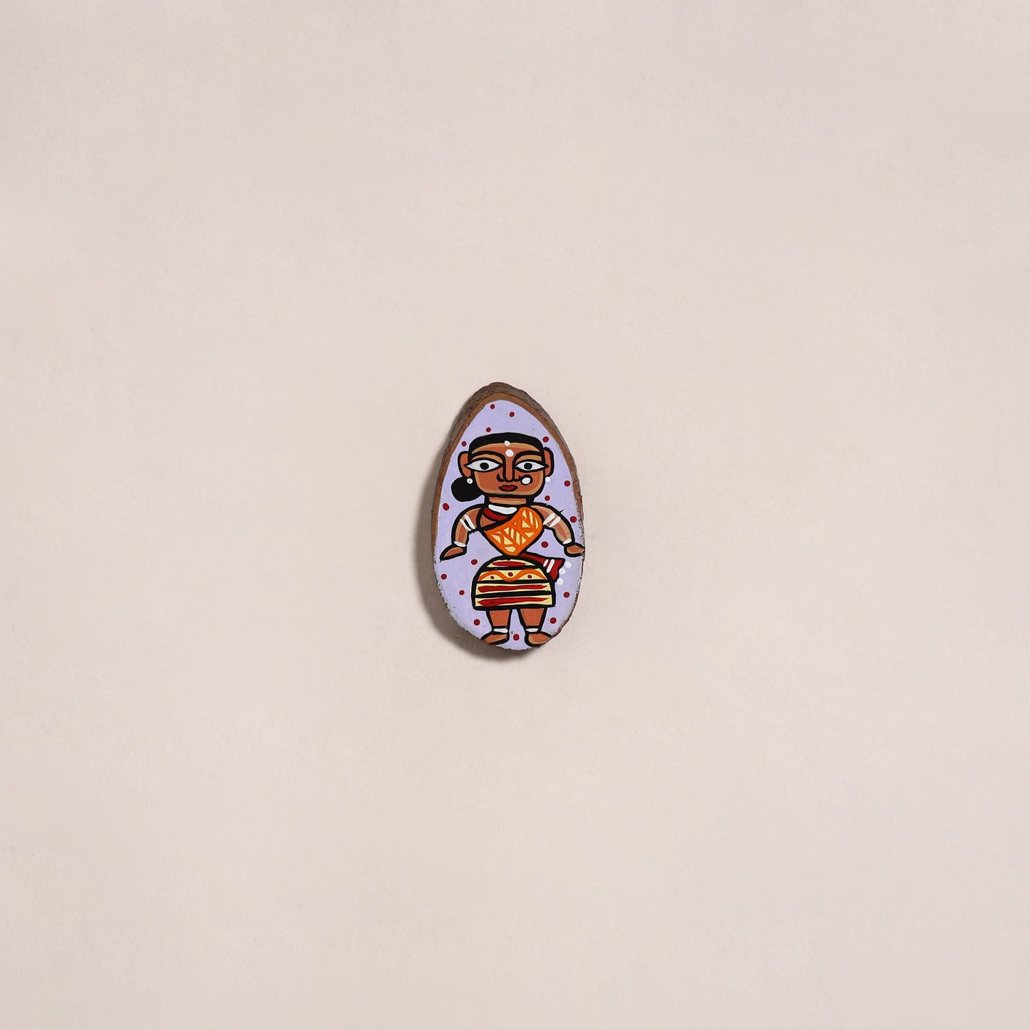 Jamini roy handpainted wooden fridge magnet 05 - handcrafted
