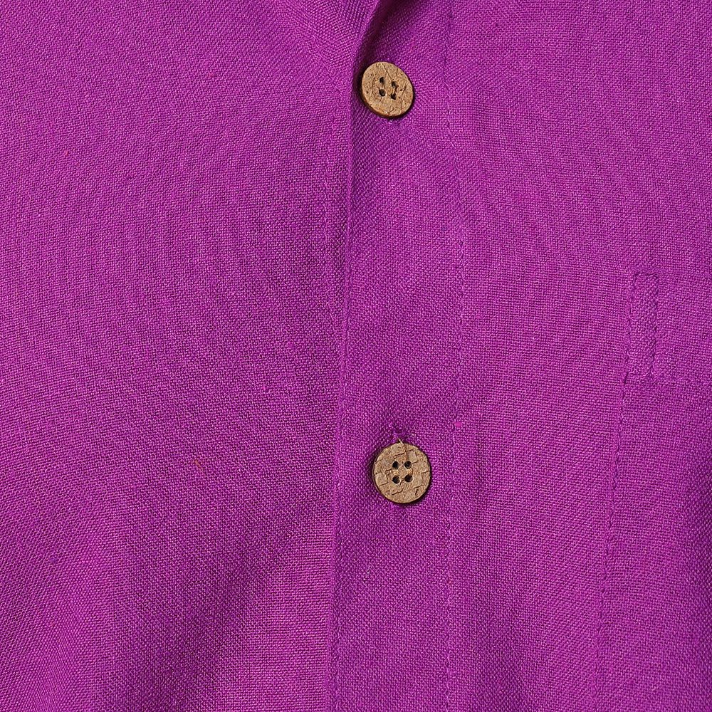 Purple Jhiri Handloom Cotton Men Full Sleeve Shirt