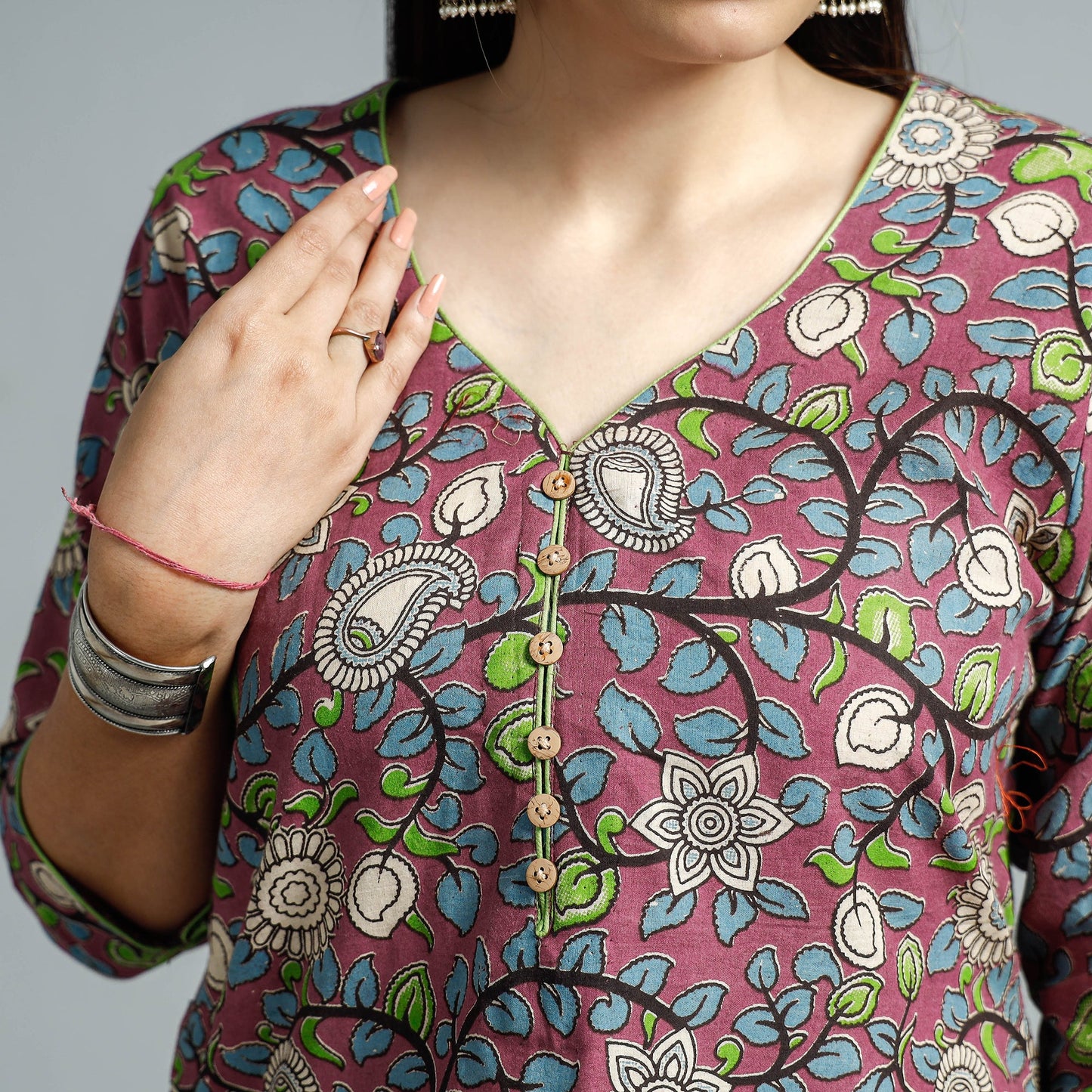 Kalamkari Printed Cotton Straight Kurta For Women