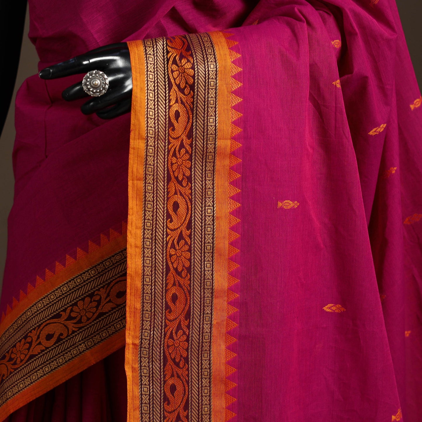 Purple - kandangi buti chettinad cotton saree with border