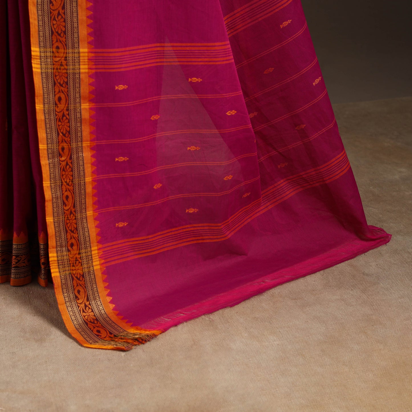 Purple - kandangi buti chettinad cotton saree with border