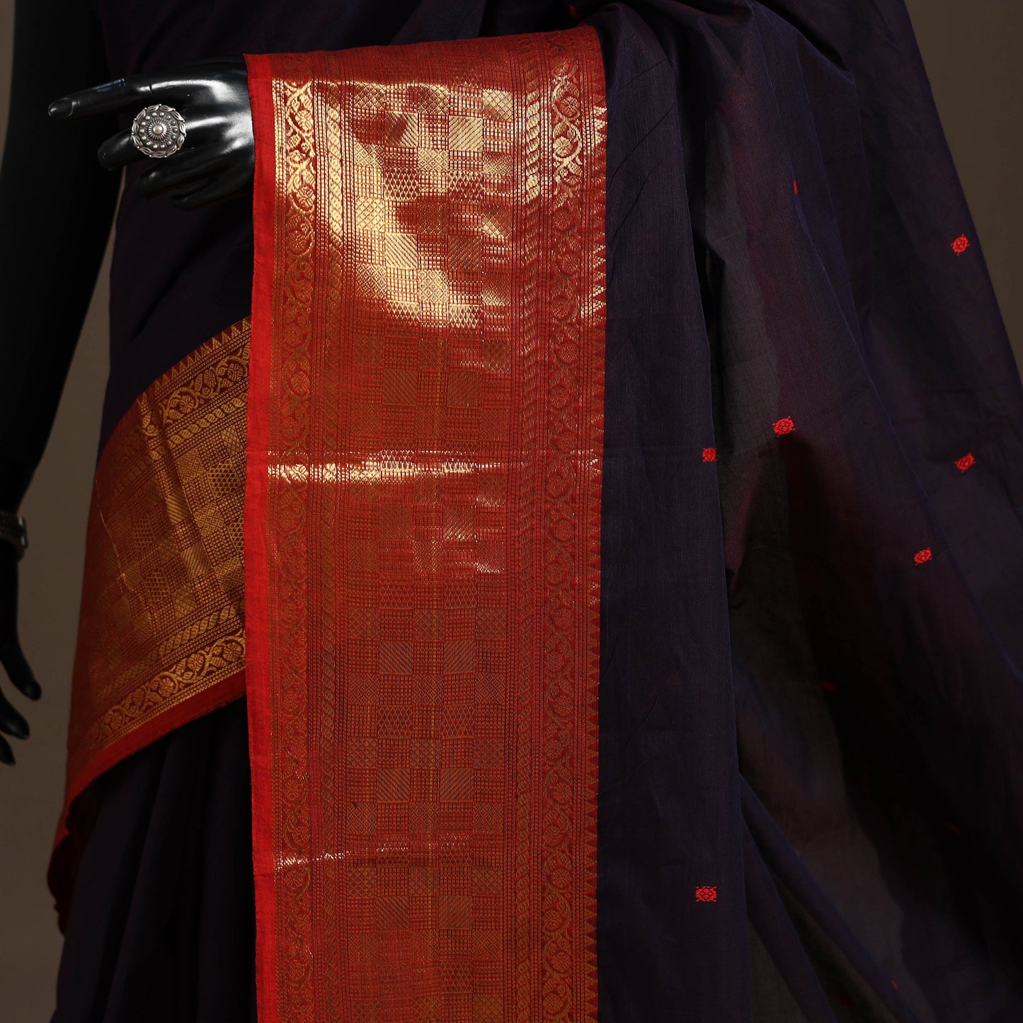 Purple - kandangi buti chettinad cotton saree with border