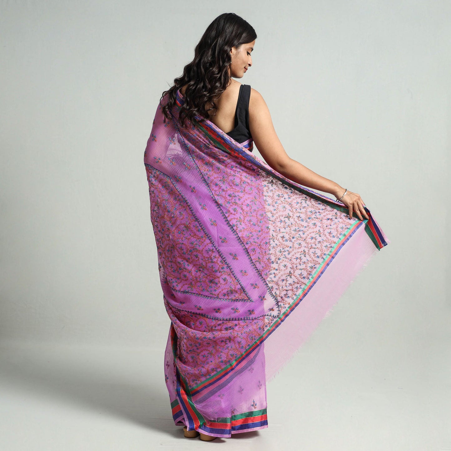 Kashidakari Hand Embroidery Pure Kota Silk Saree with Zari Border 03 Online at iTokri.com
