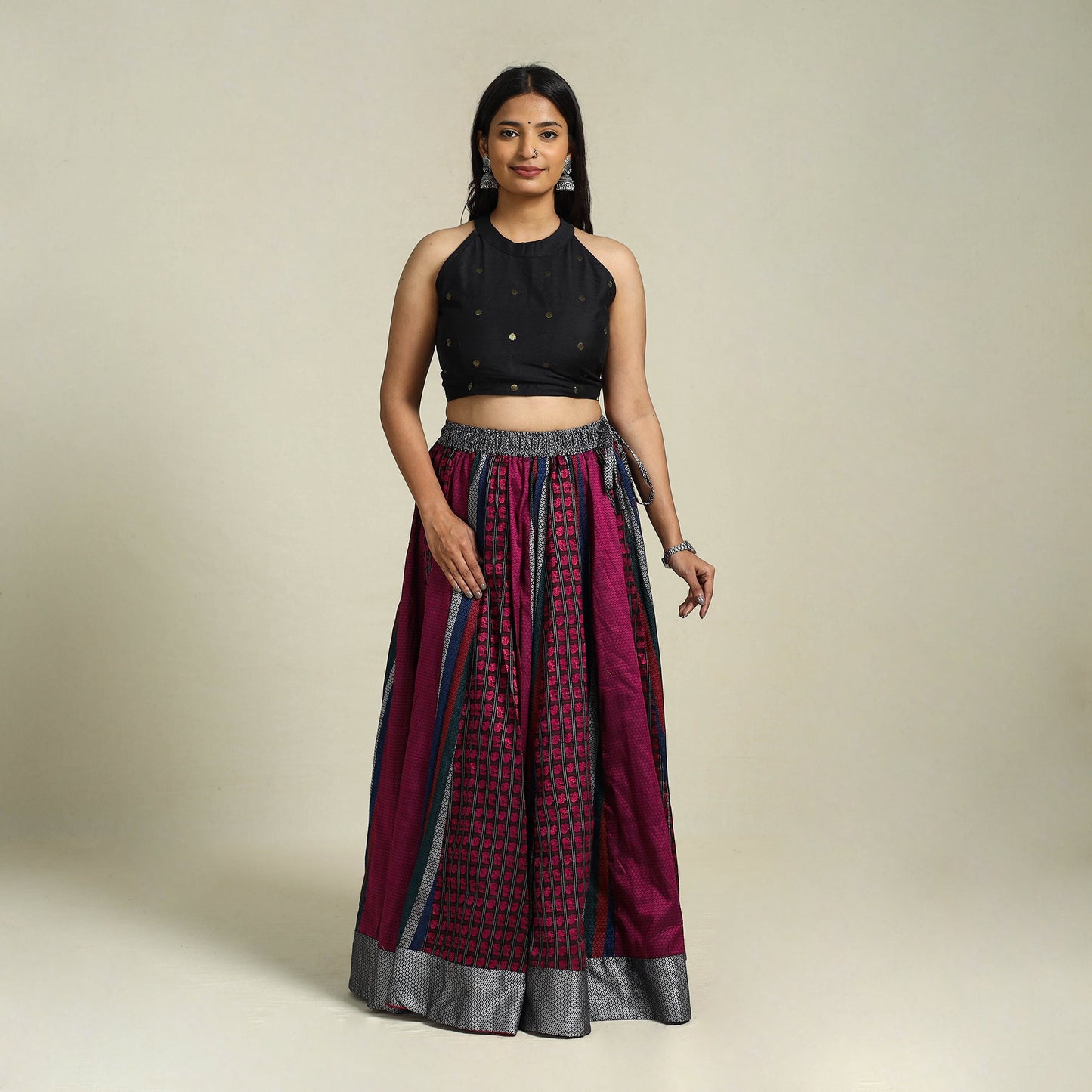 Purple Khun Patchwork 24 Kali Cotton Long Skirt
