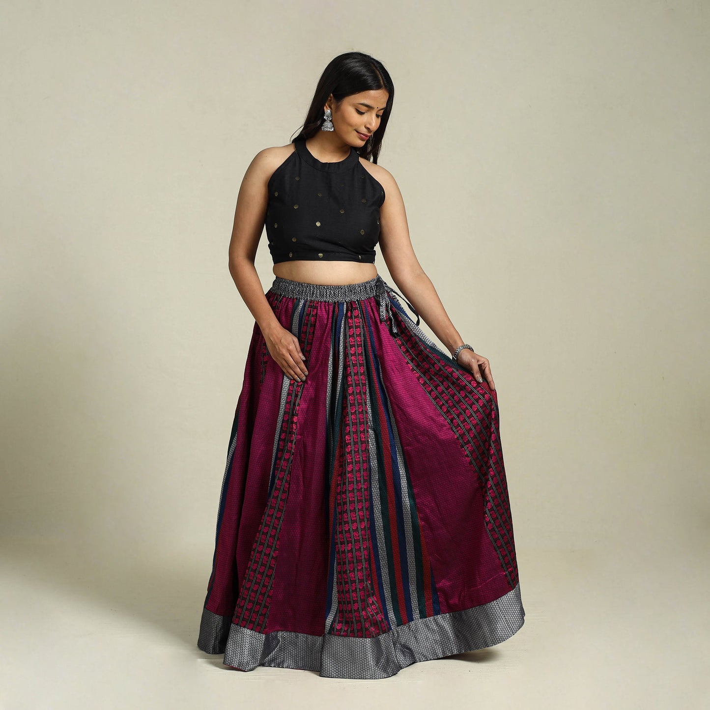 Purple Khun Patchwork 24 Kali Cotton Long Skirt
