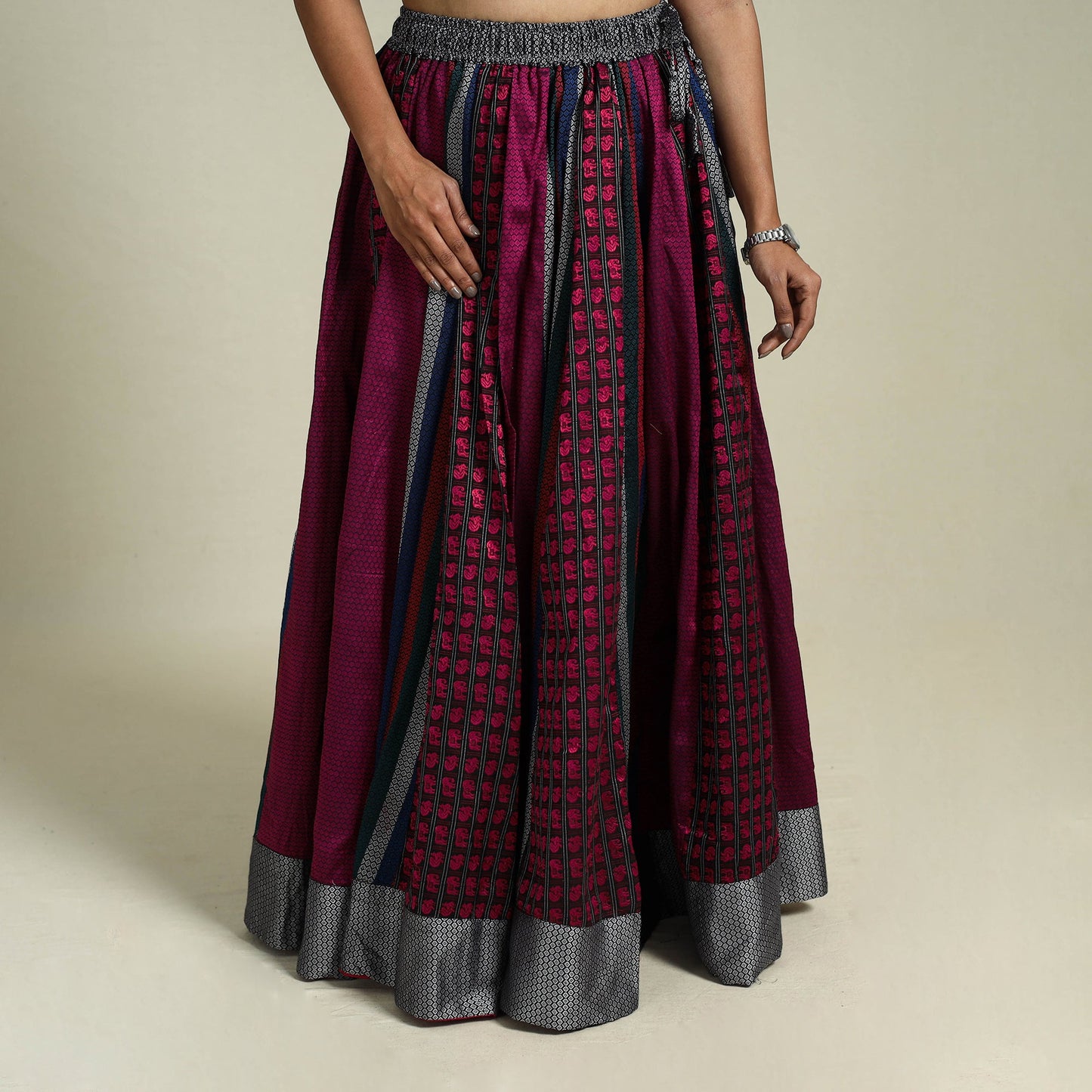 Purple Khun Patchwork 24 Kali Cotton Long Skirt