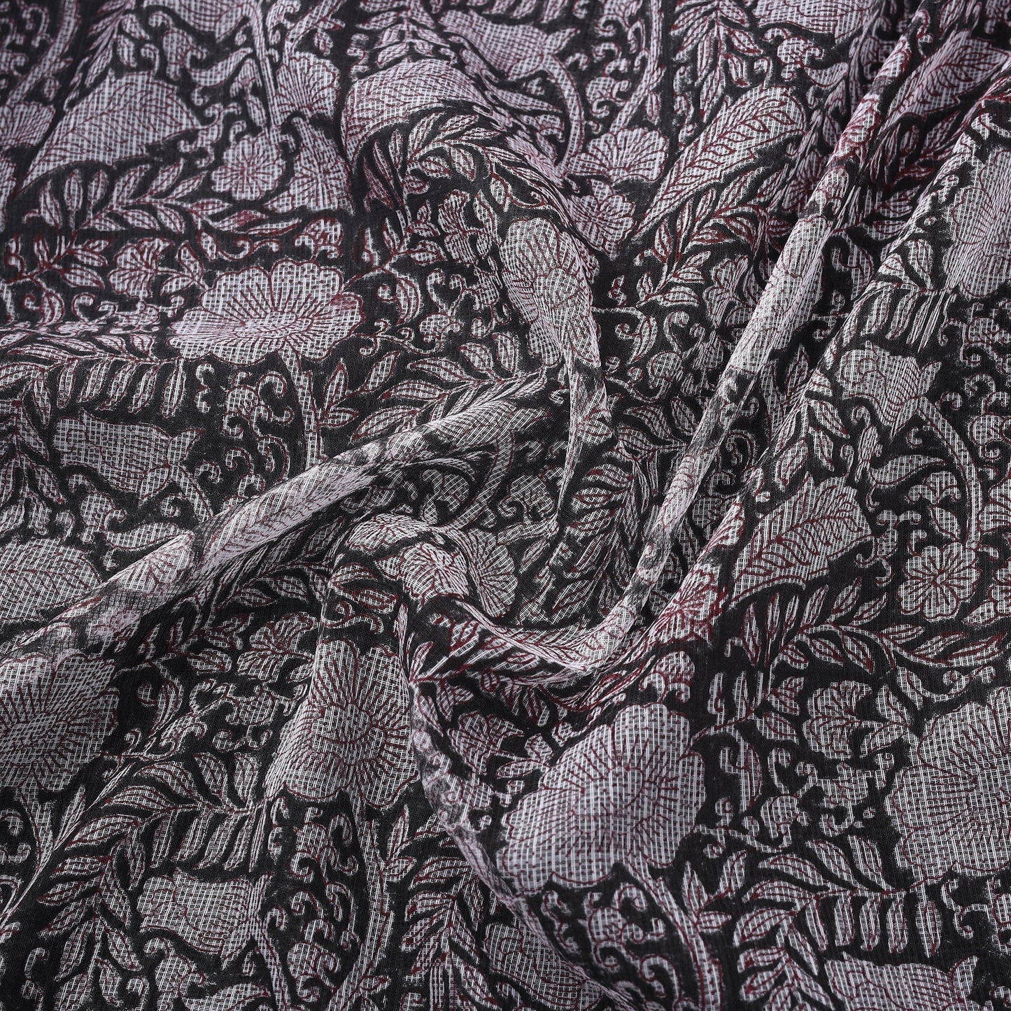 Kota doria cotton hand block sanganeri print fabric 08