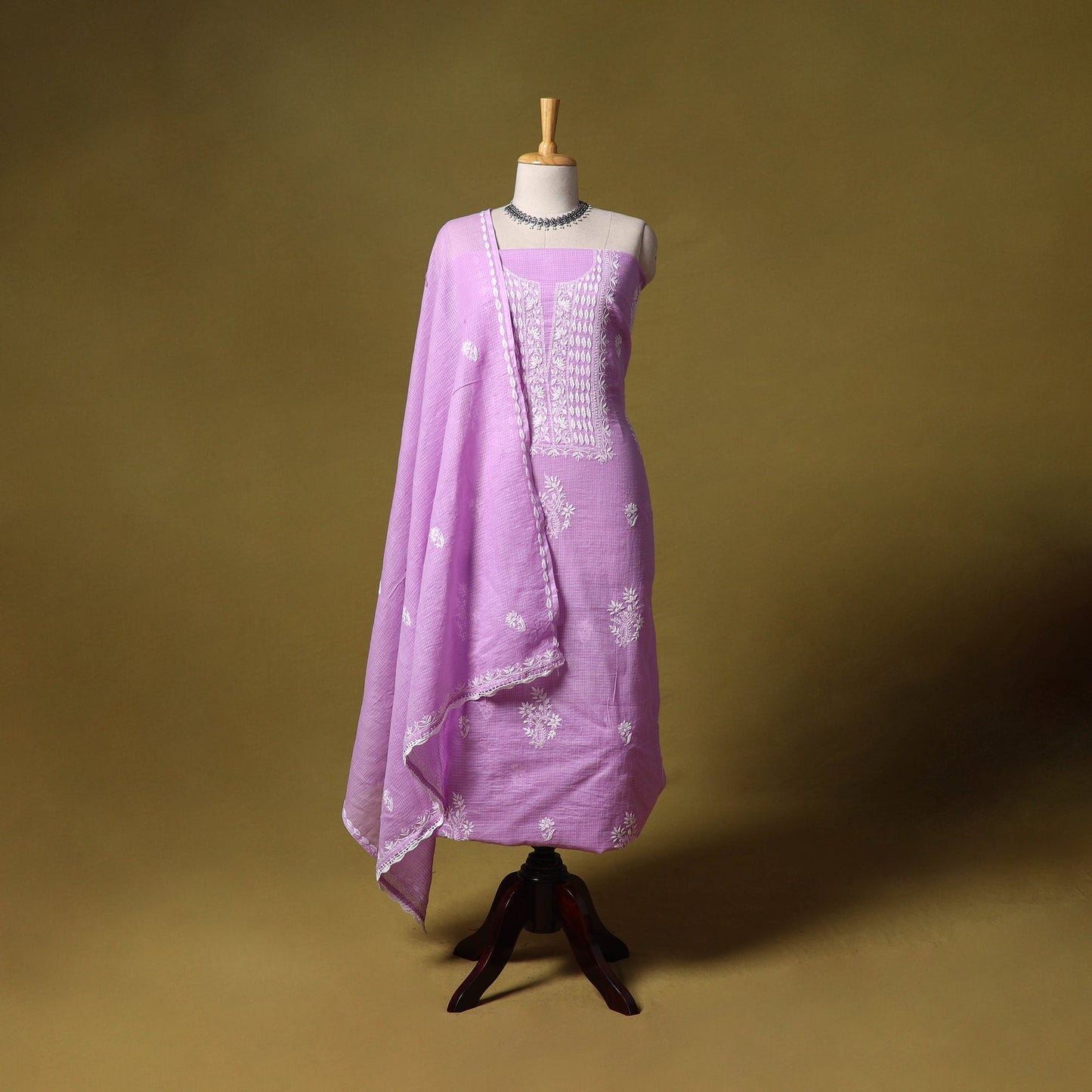 Purple - kota doria cotton lucknow chikankari 2pc