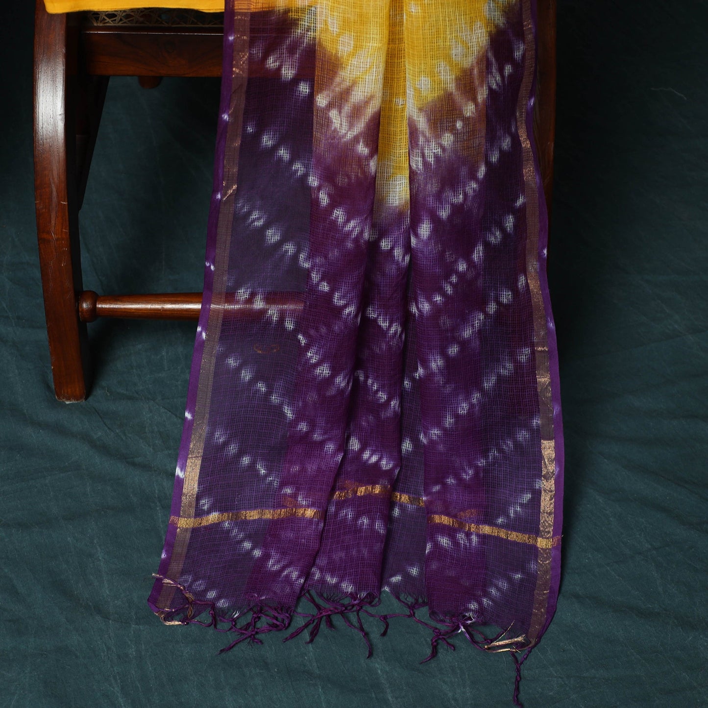 Kota doria cotton shibori tie-dye 3pc unstitched dress