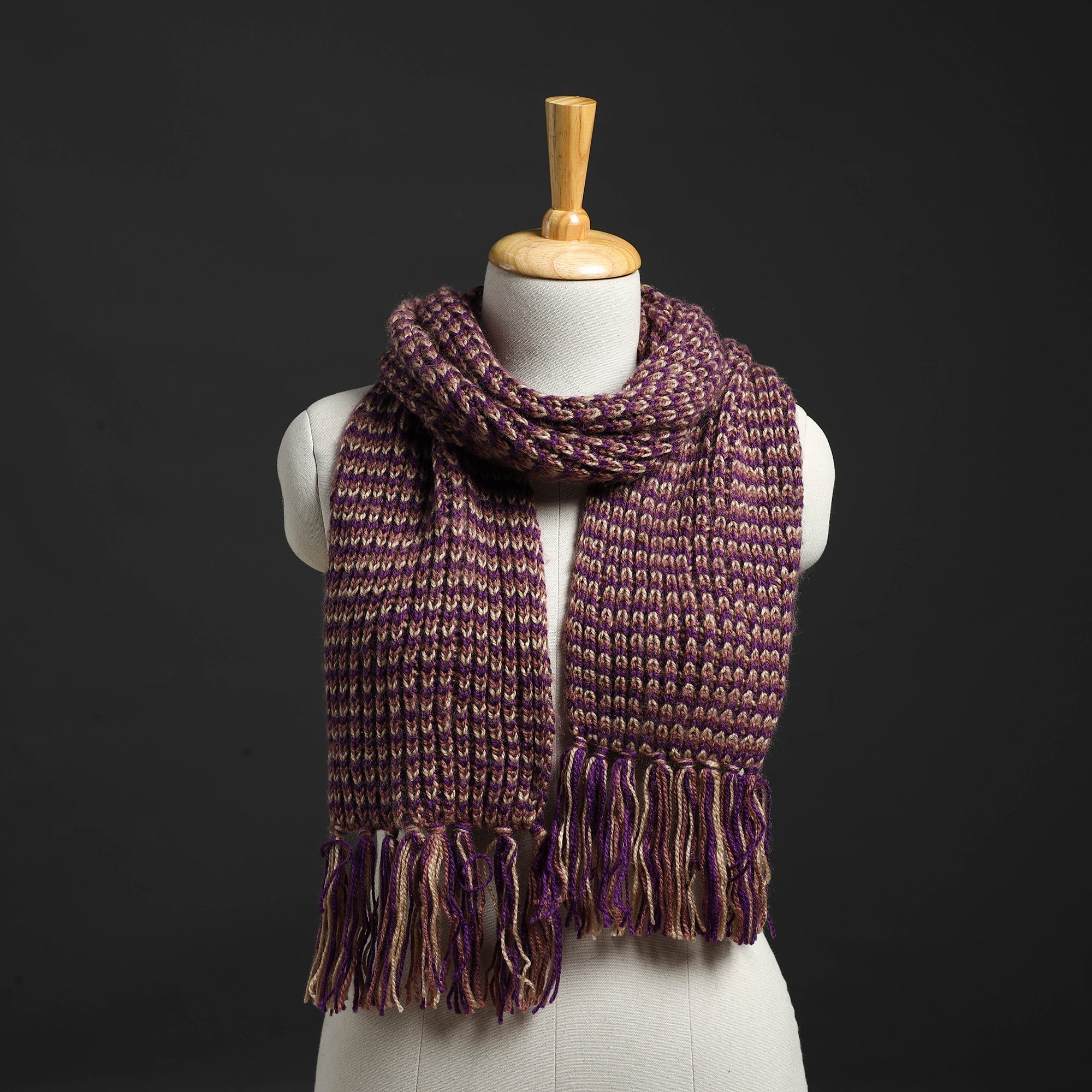 Purple Kumaun Hand Knitted Acrylic Woolen Muffler
