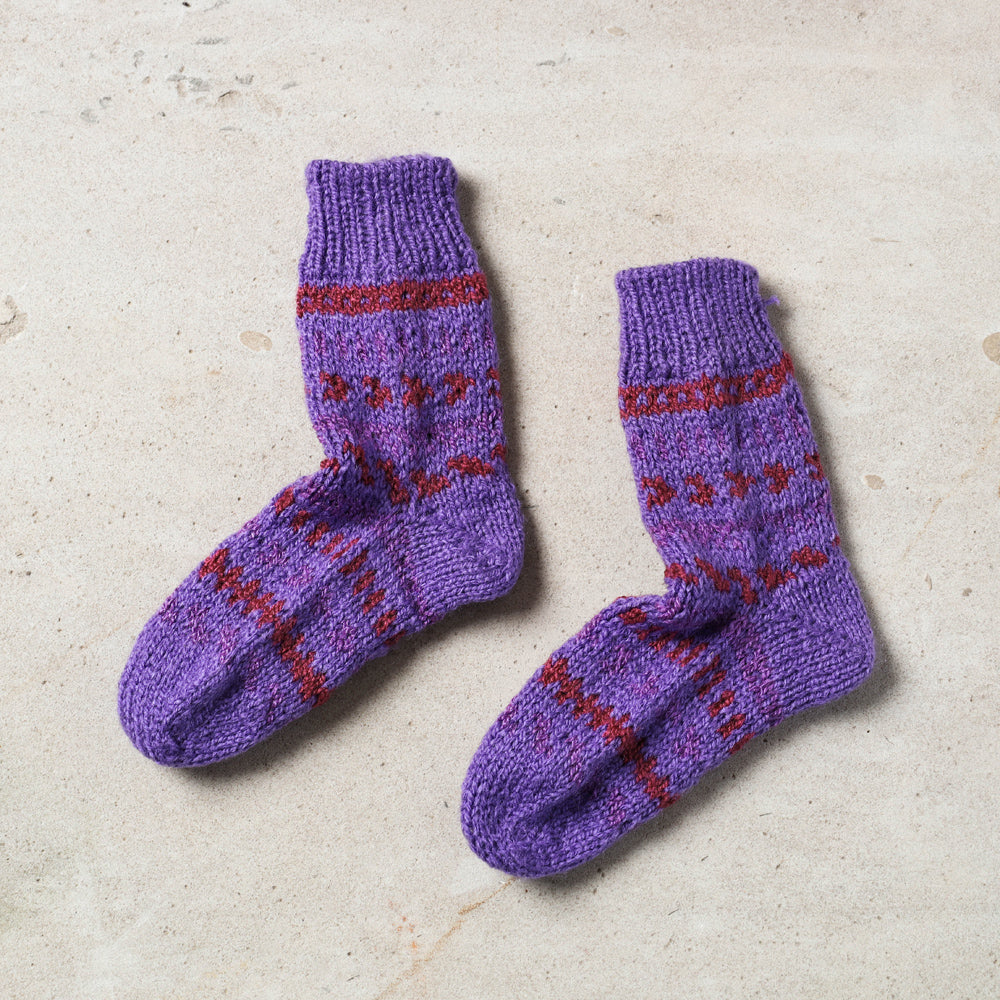 Purple Kumaun Hand Knitted Woolen Socks - Kids