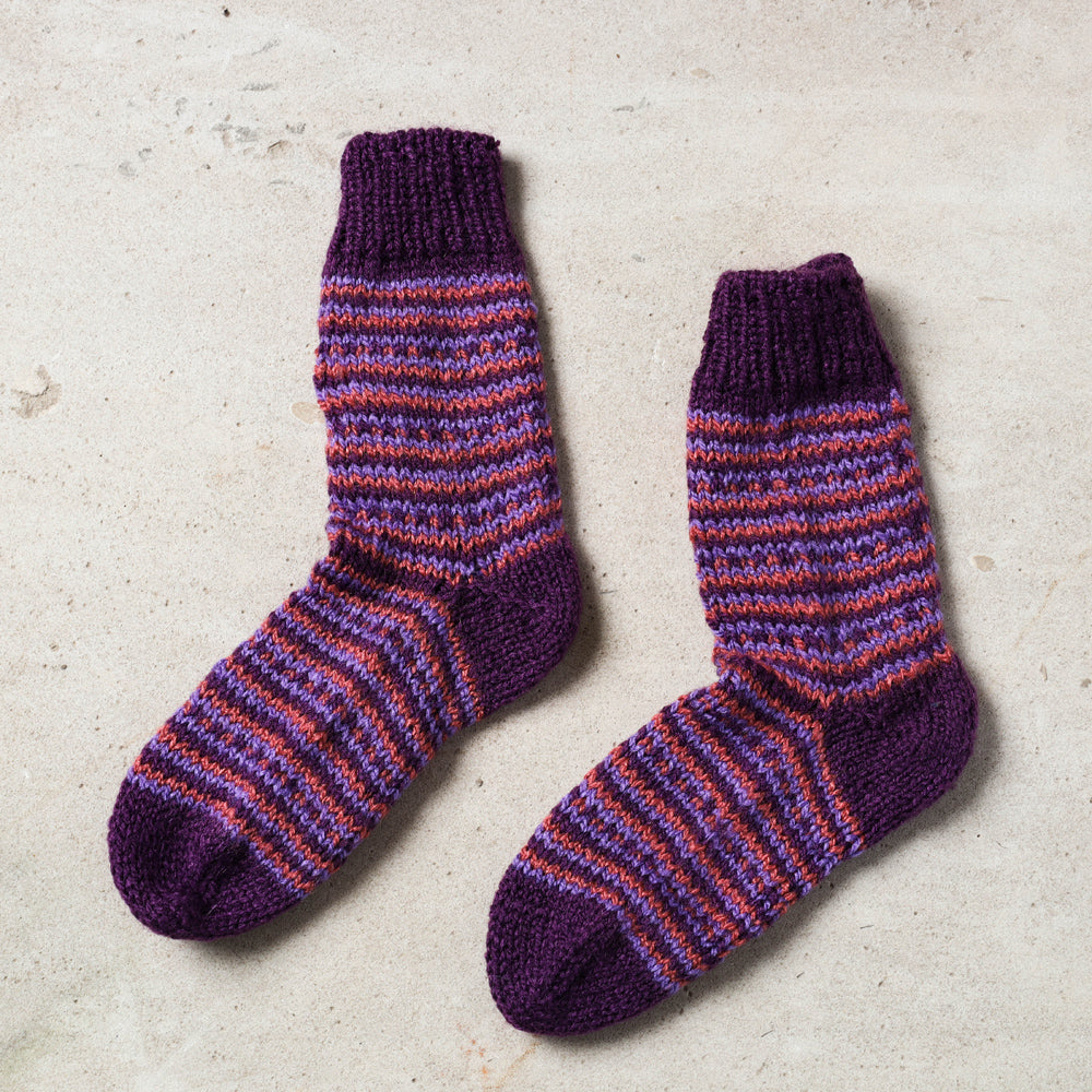Purple Kumaun Hand Knitted Woolen Socks - Kids