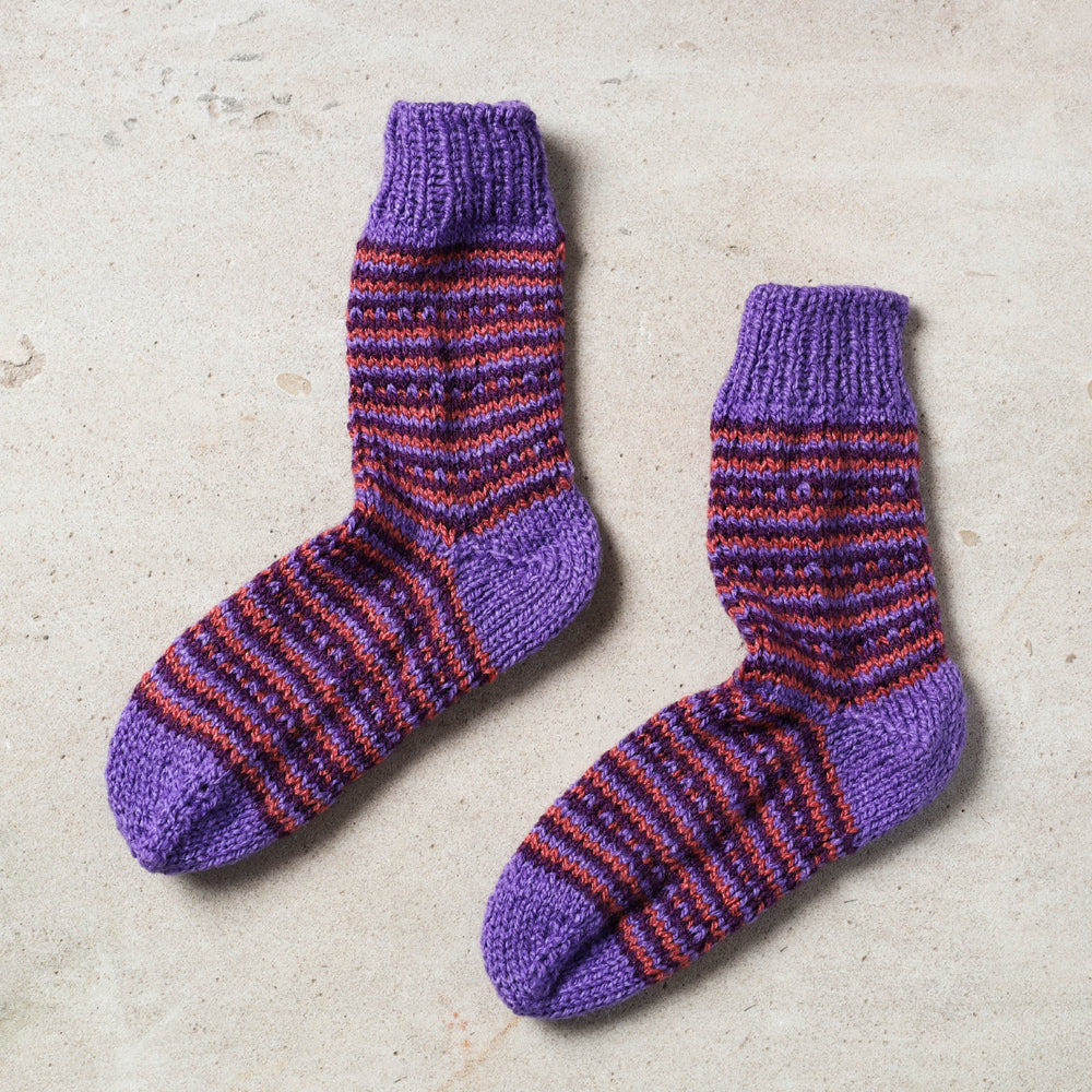 Purple Kumaun Hand Knitted Woolen Socks - Kids