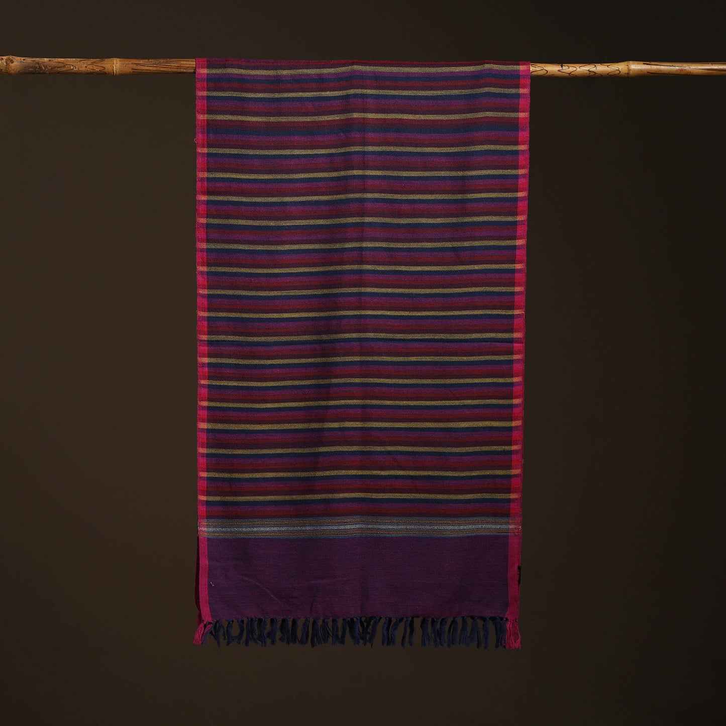 Purple - kumaun handwoven merino wool stole 91 - handcrafted