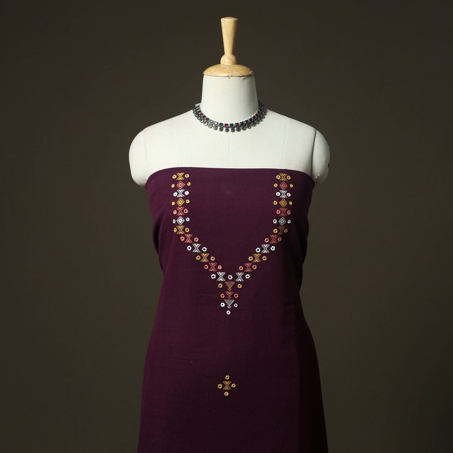 Kutch bhujodi handloom kala cotton 3pc unstitched dress